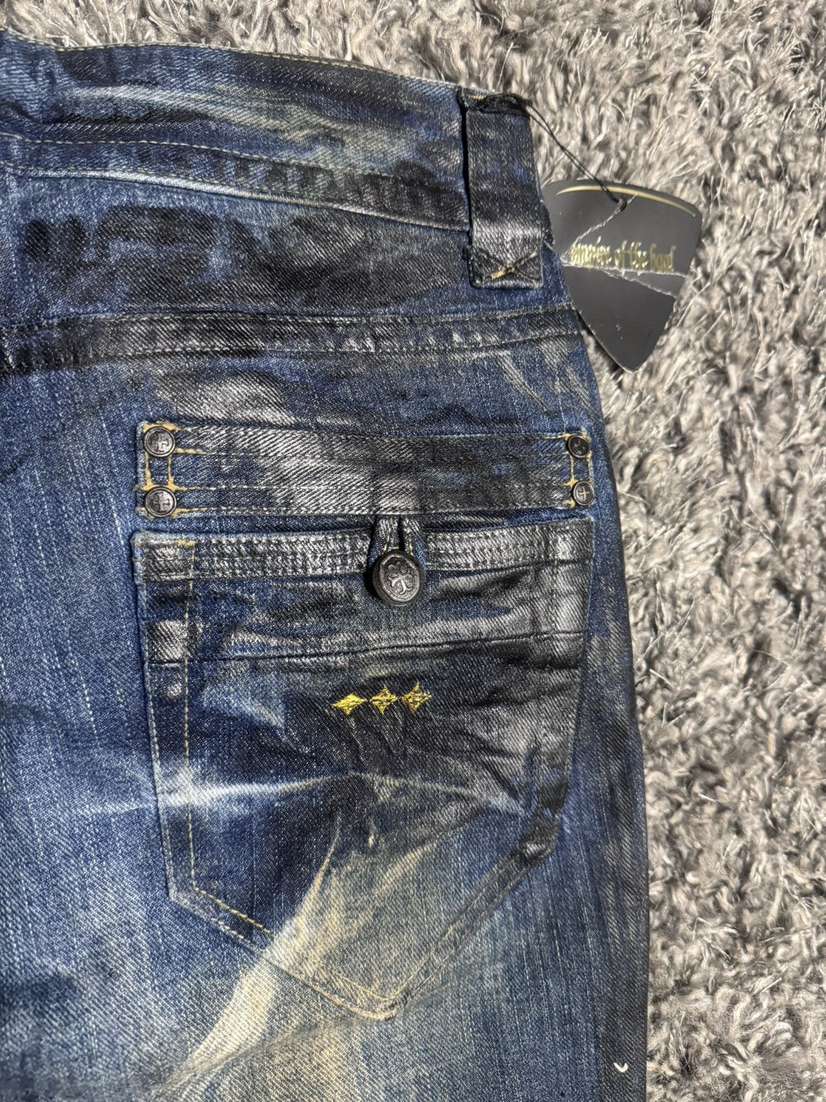 Japanese Brand “Empire of the Baal” Wax Finish Flared Jeans Size US 28 / EU 44 - 10 Thumbnail