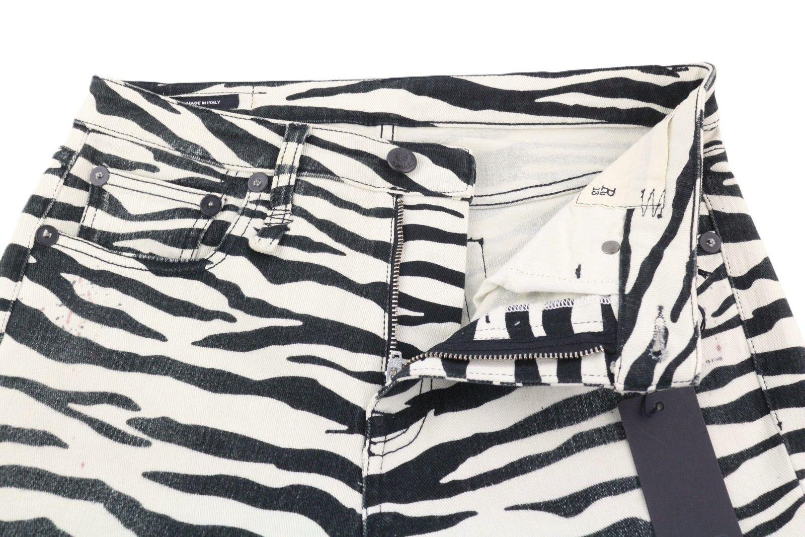R13 KICK FIT 27 Zebra Print Ankle Cropped Flared Jeans 85835 Size 27" / US 4 / IT 40 - 5 Thumbnail