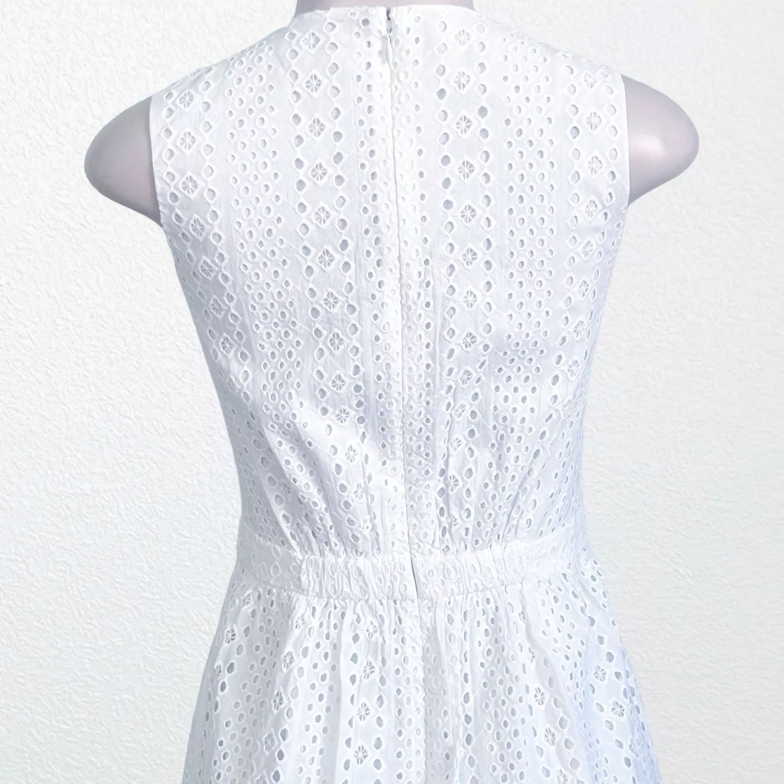 J.Crew Size 00 | J CREW White Cotton Eyelet Lace Sleeveless Dress Size XXS / US 00 / IT 34 - 11 Thumbnail