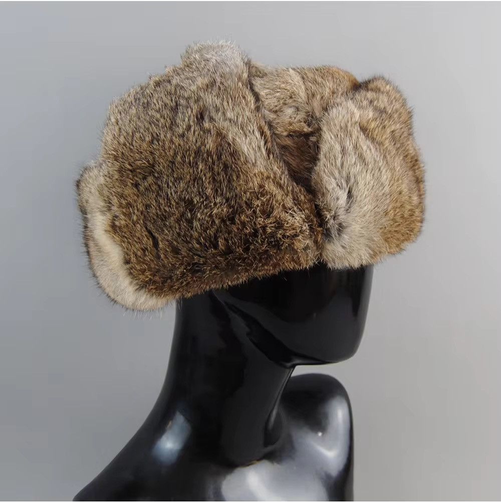 Japanese Brand Size M Winter Season Streetwear Russian Rabbit Fur Ushanka Size ONE SIZE - 3 Thumbnail
