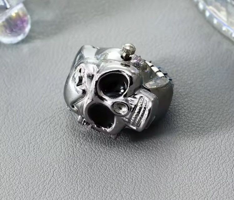 Jewelry Flip Skull Retro Watch Finger Ring Size ONE SIZE - 2 Thumbnail