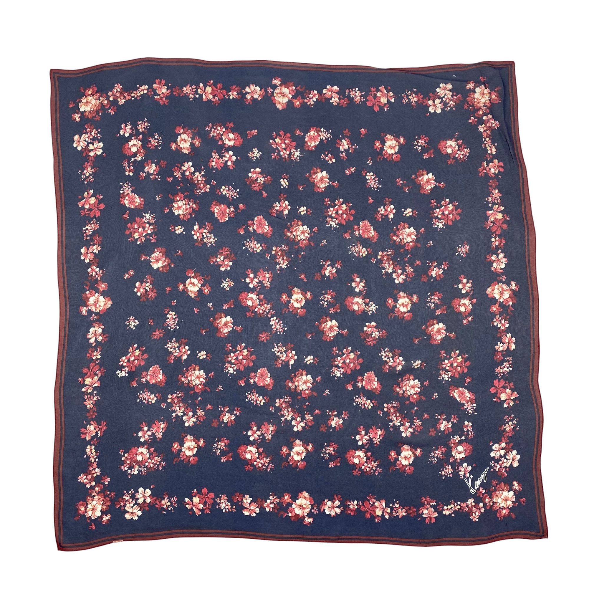 Kenzo Vintage Kenzo SILK Scarf Twill Floral Bloom Wraps Scarves Size ONE SIZE - 2 Thumbnail