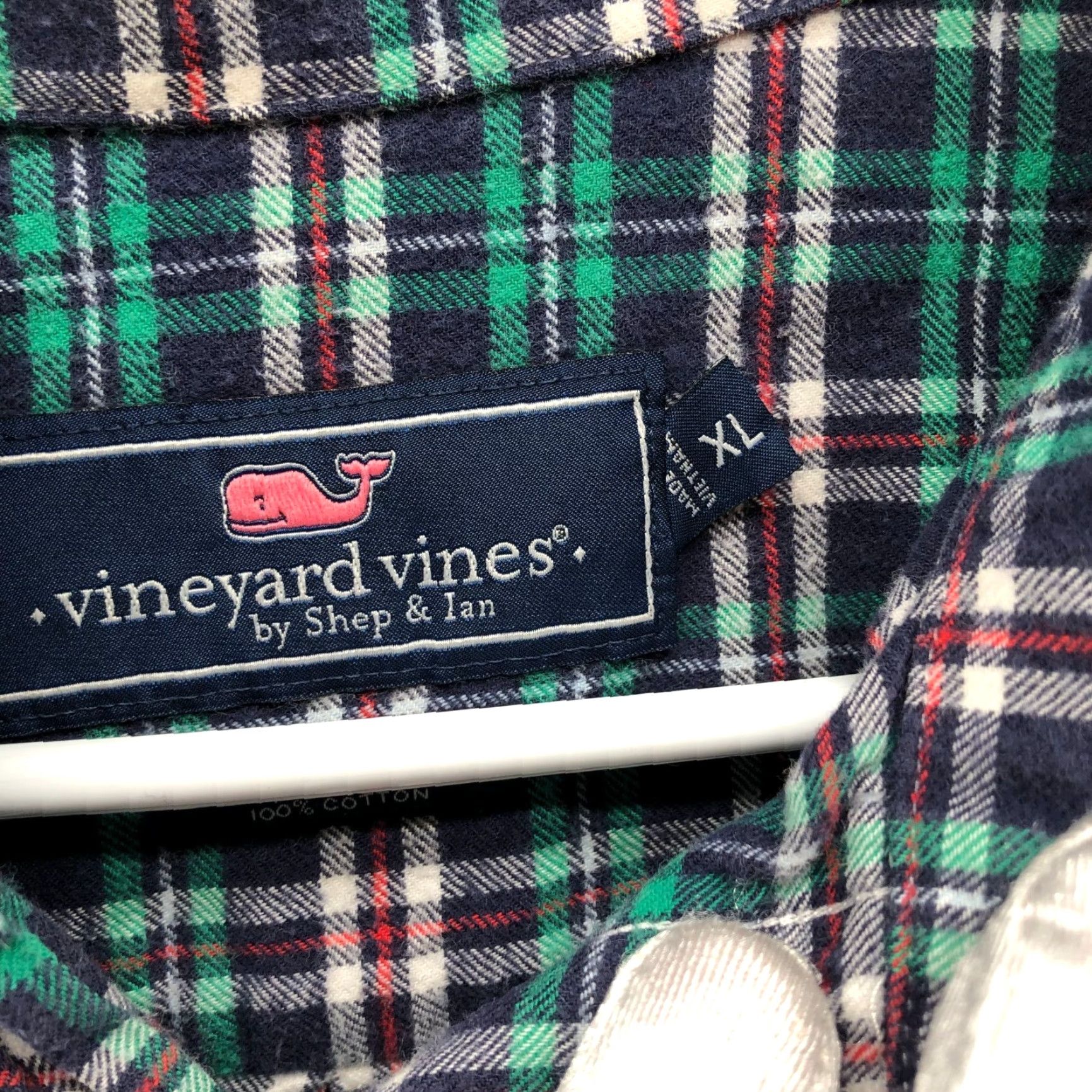 Vineyard Vines Vineyard Vines Whale Shirt Mens XL Flannel Long Sleeve Button-Down Green Plaid Shirt Size US XL / EU 56 / 4 - 6 Thumbnail
