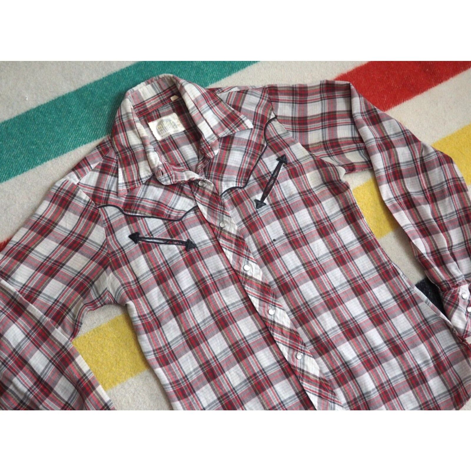 Vintage VTG Miller Western Shirt XS Red Plaid Pearl Snap Button 60s 70s Cowboy Rockabilly Cotton Long Sleeve Size US XS / EU 42 / 0 - 2 Thumbnail