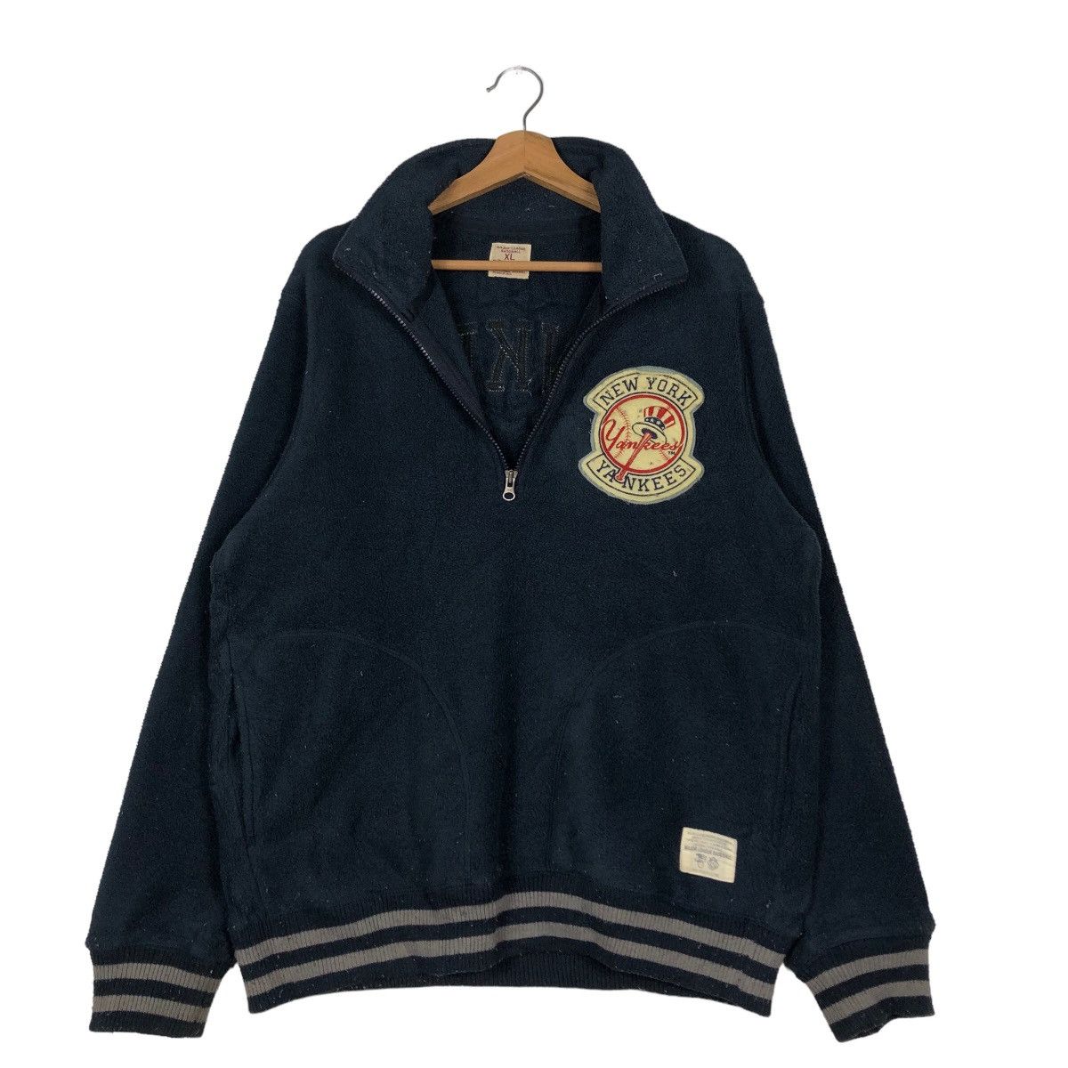 Japanese Brand 🔥Vintage Fleece Jacket New York Yankees Big Logo Size US XL / EU 56 / 4 - 11 Thumbnail