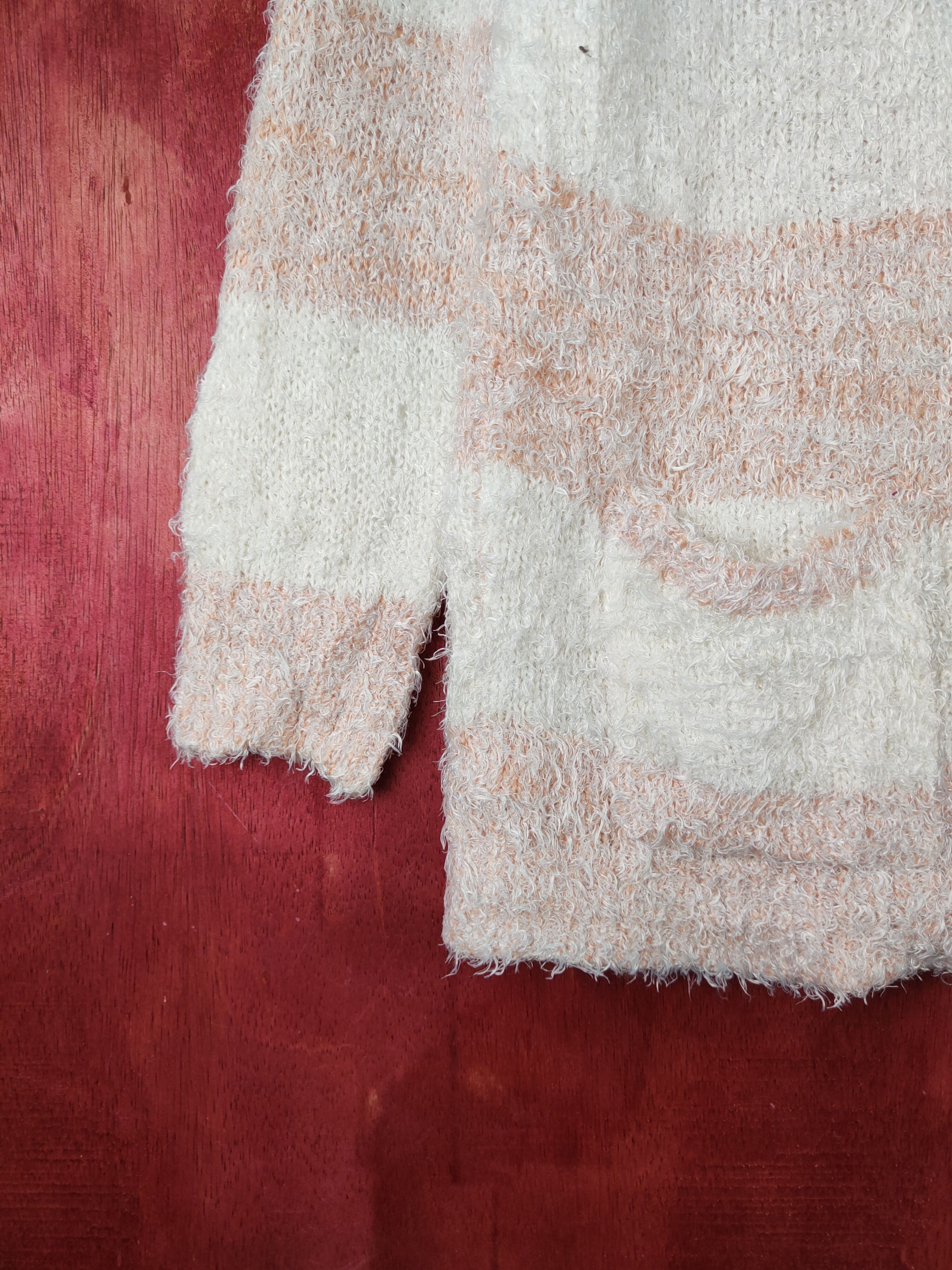 Homespun Knitwear Noble Goton Cream Fur Mohair Knitwear Cardigan #S1982 Size L / US 10 / IT 46 - 4 Thumbnail