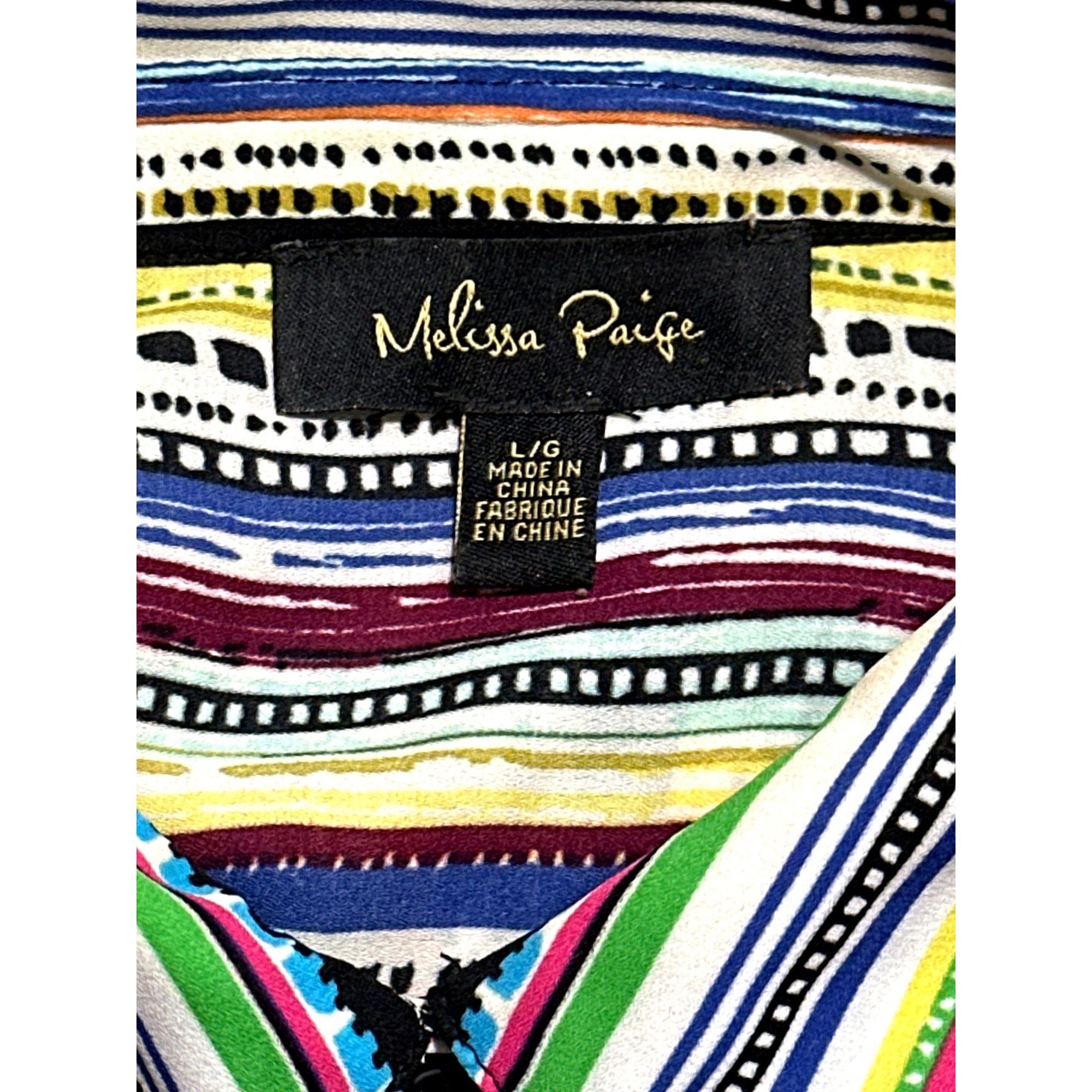 Other Melissa Paige L Multi Color Stripe Shirt Dress Tunic Collar Size L / US 10 / IT 46 - 7 Thumbnail