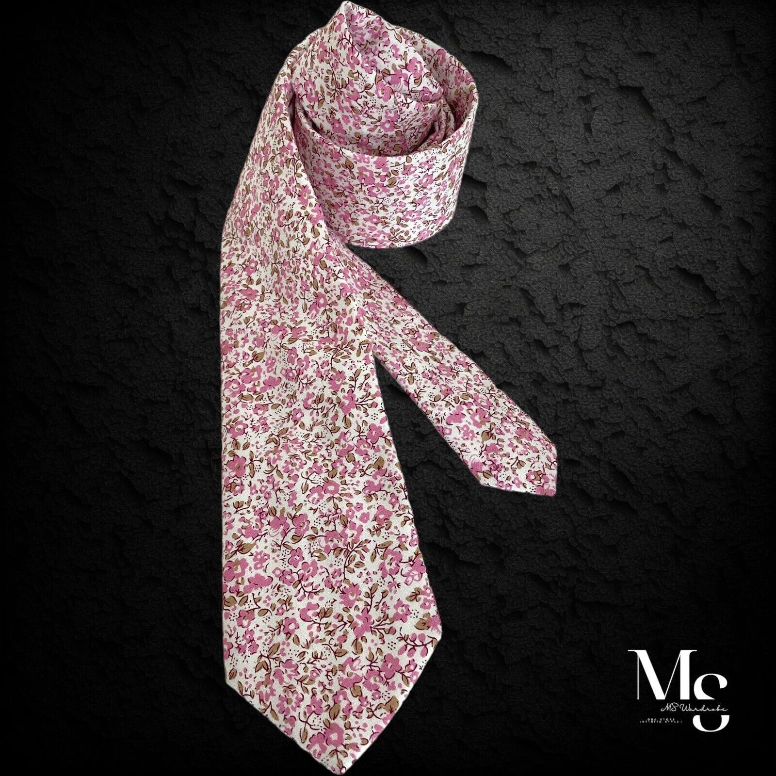 Other Beautiful Pink Floral Cotton Hand Made Tie IW: 2.5" NWOT Size ONE SIZE - 1 Thumbnail