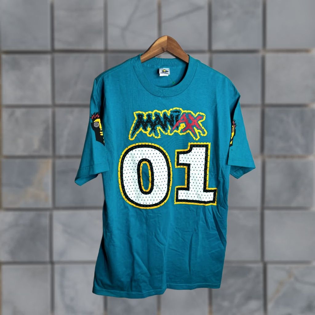Champion VINTAGE XFL Memphis Maniax Football T-Shirt Large Green Teal 90s Mens Size US L / EU 52-54 / 3 - 1 Thumbnail