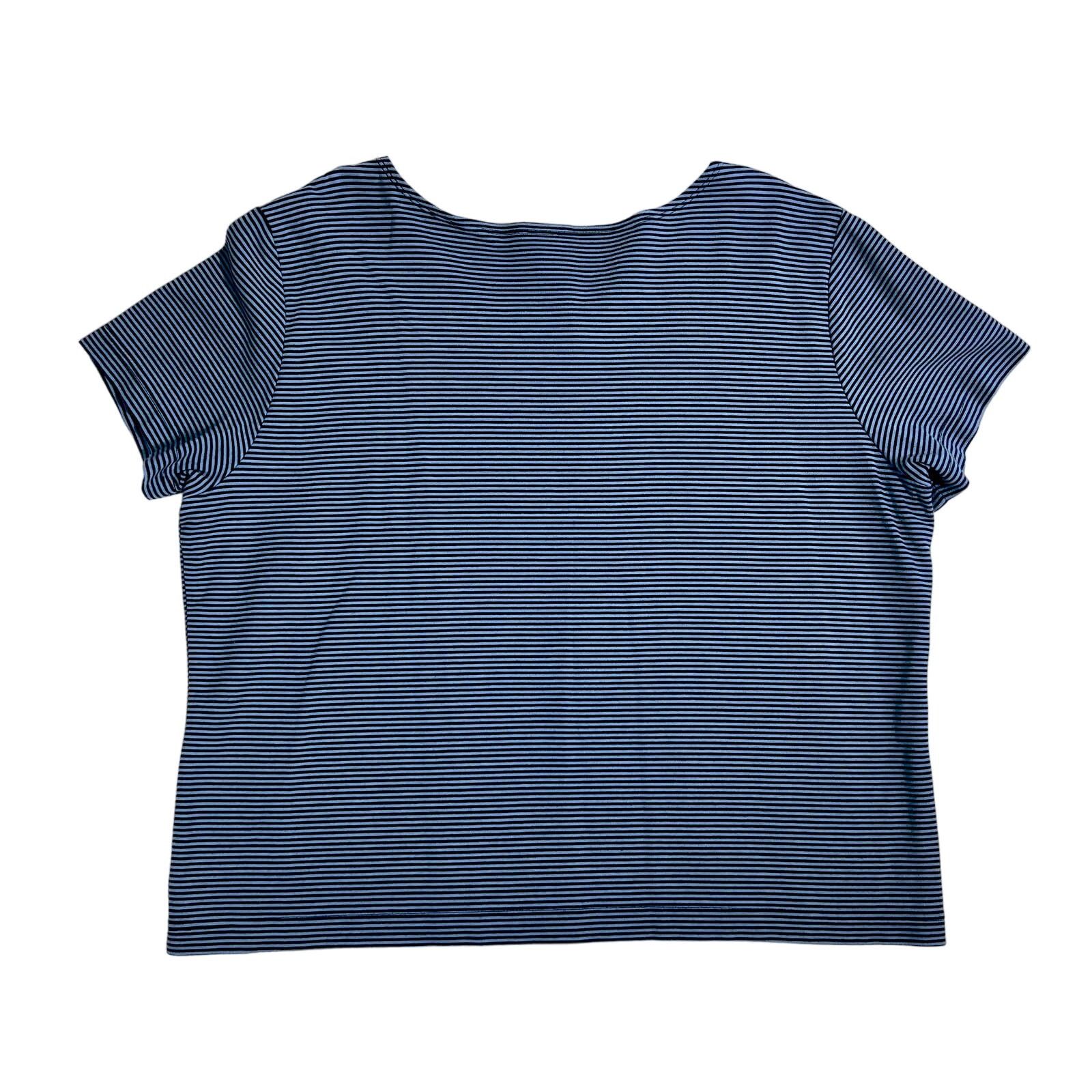L.L. Bean L.L. Bean Boat Neck Shirt XL Reg Navy Stripe Supima Cotton Size XL / US 12-14 / IT 48-50 - 3 Thumbnail