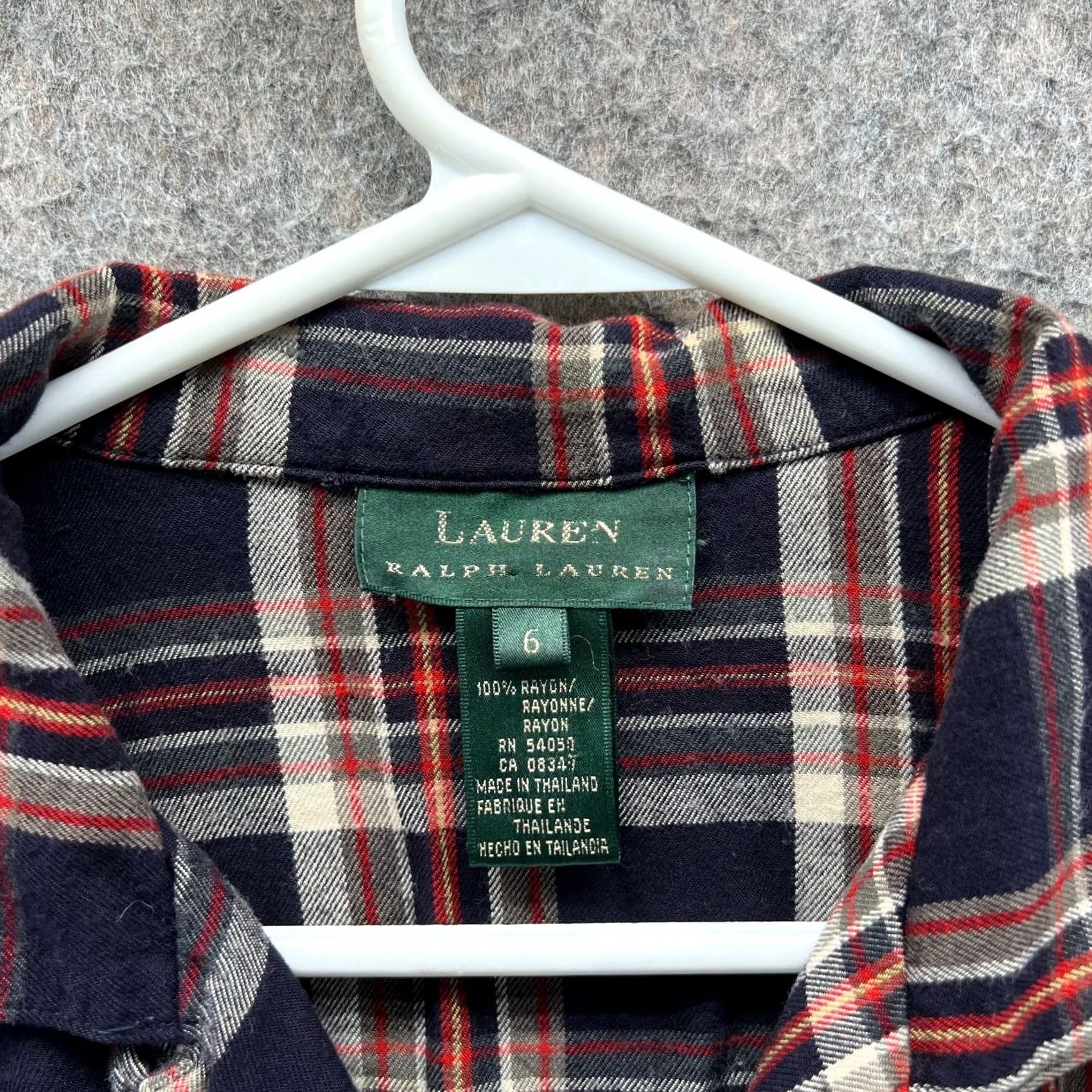 Ralph Lauren VINTAGE Lauren Ralph Lauren Shirt Womens 6 Red Blue Plaid Button-Down Flannel Casual Size M / US 6-8 / IT 42-44 - 4 Thumbnail