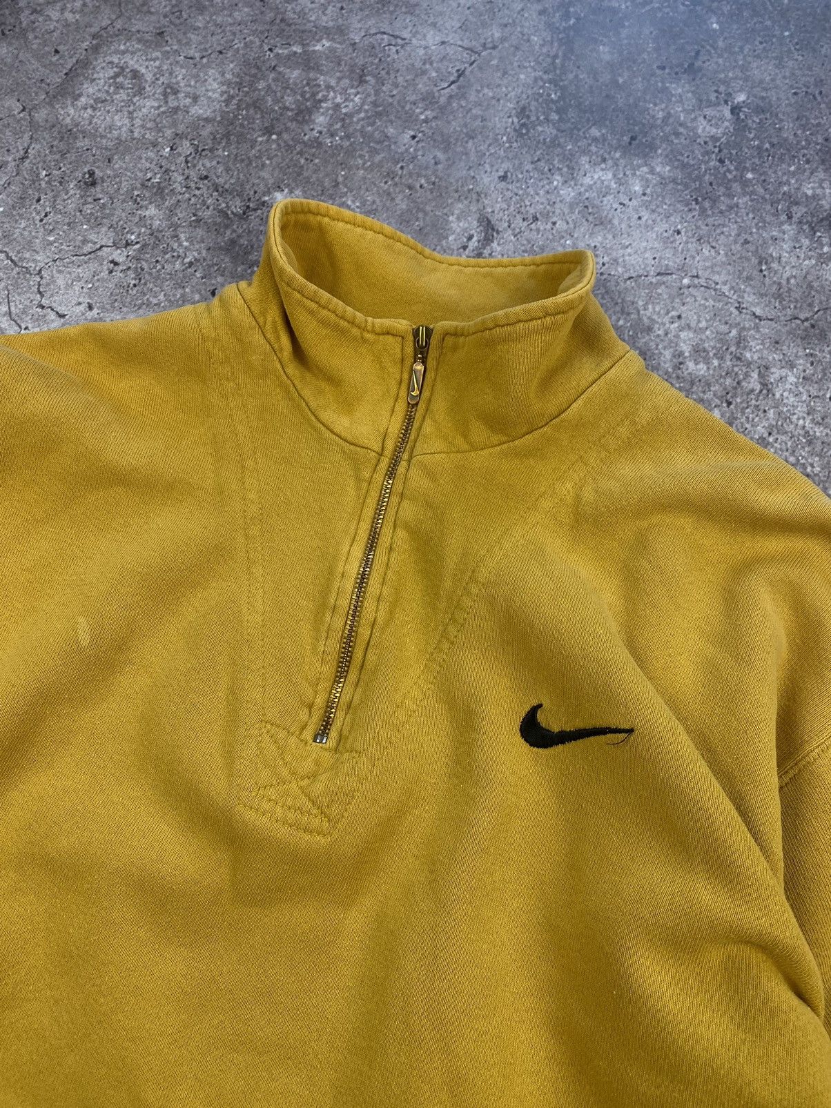 Nike × Vintage VINTAGE NIKE 90s CENTRE SWOOSH YELLOW💛 1/3 ZIP SWEATSHIRT Size US S / EU 44-46 / 1 - 6 Thumbnail
