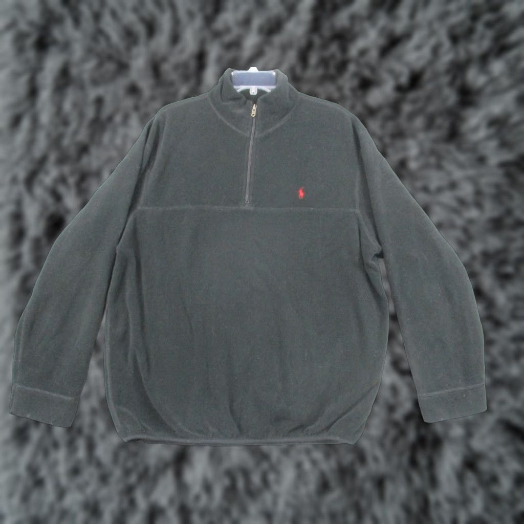 Polo Ralph Lauren Polo Ralph Lauren Pullover Mens XL Black Fleece Quarter Zip Red Pony Made USA Size US XL / EU 56 / 4 - 1 Thumbnail