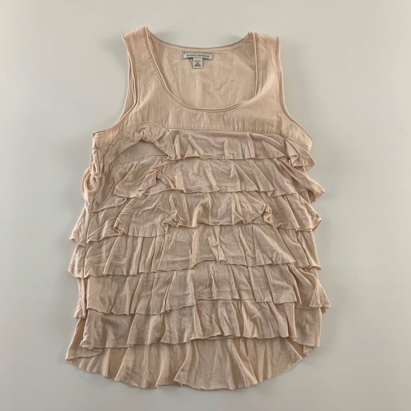 Banana Republic Banana Republic Tank Top Sleeveless Ruffle Pink Women's Petite Medium PM - Solid Shirt Size M / US 6-8 / IT 42-44 - 2 Thumbnail