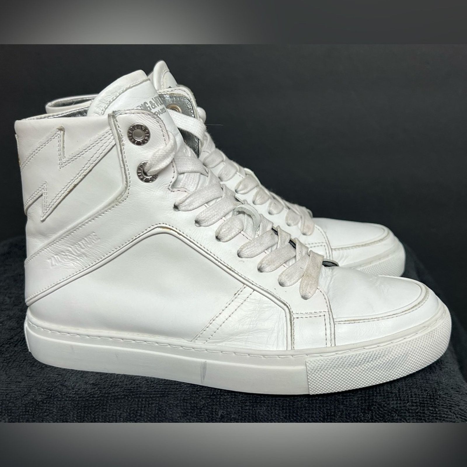 Zadig & Voltaire Size 37 - Zadig & Voltaire High Flash Sneakers White Leather Size US 6.5 / IT 36.5 - 2 Thumbnail