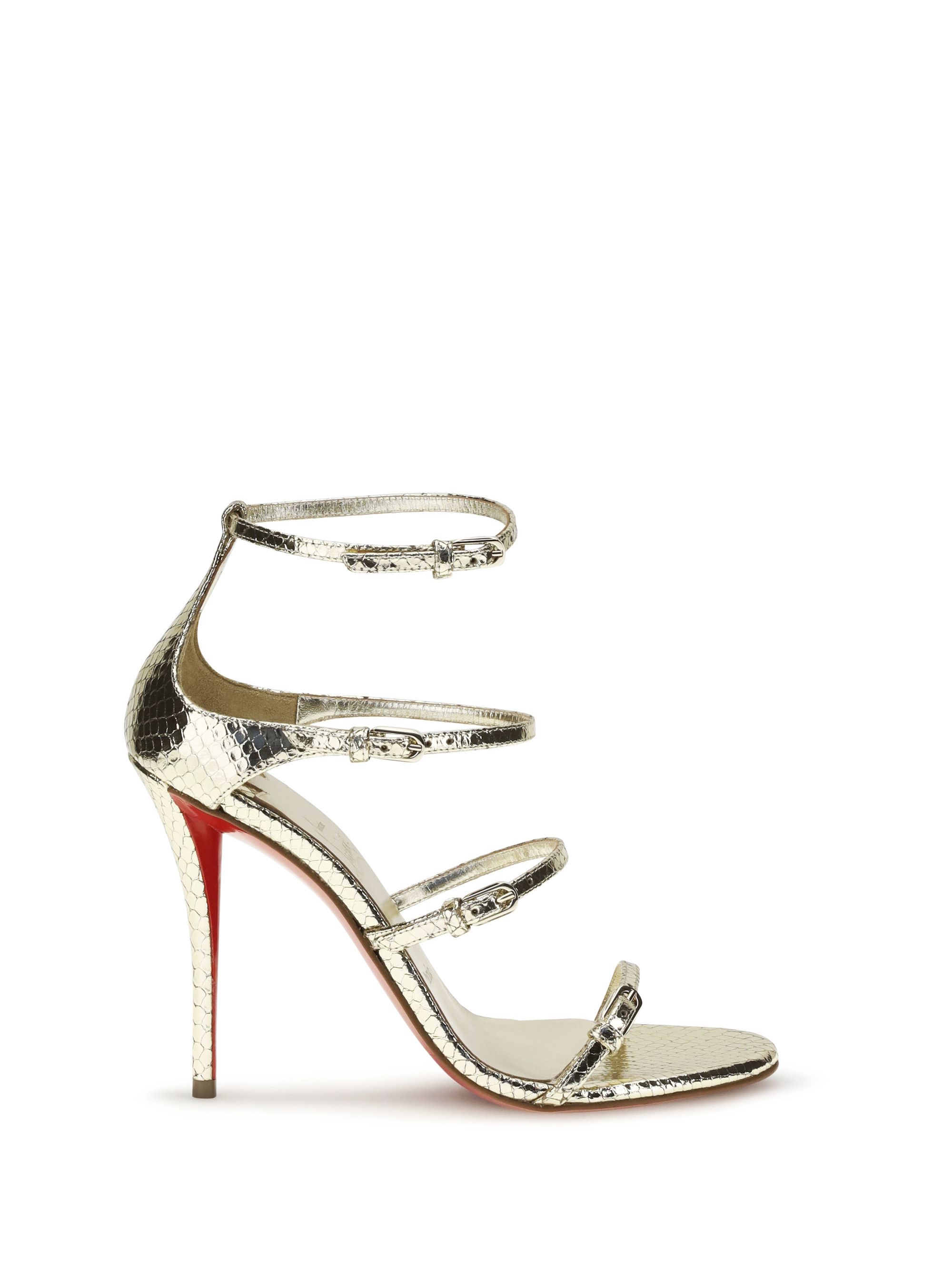 Christian Louboutin Laminated python-print Sandals Size US 9 / IT 39 - 1 Thumbnail