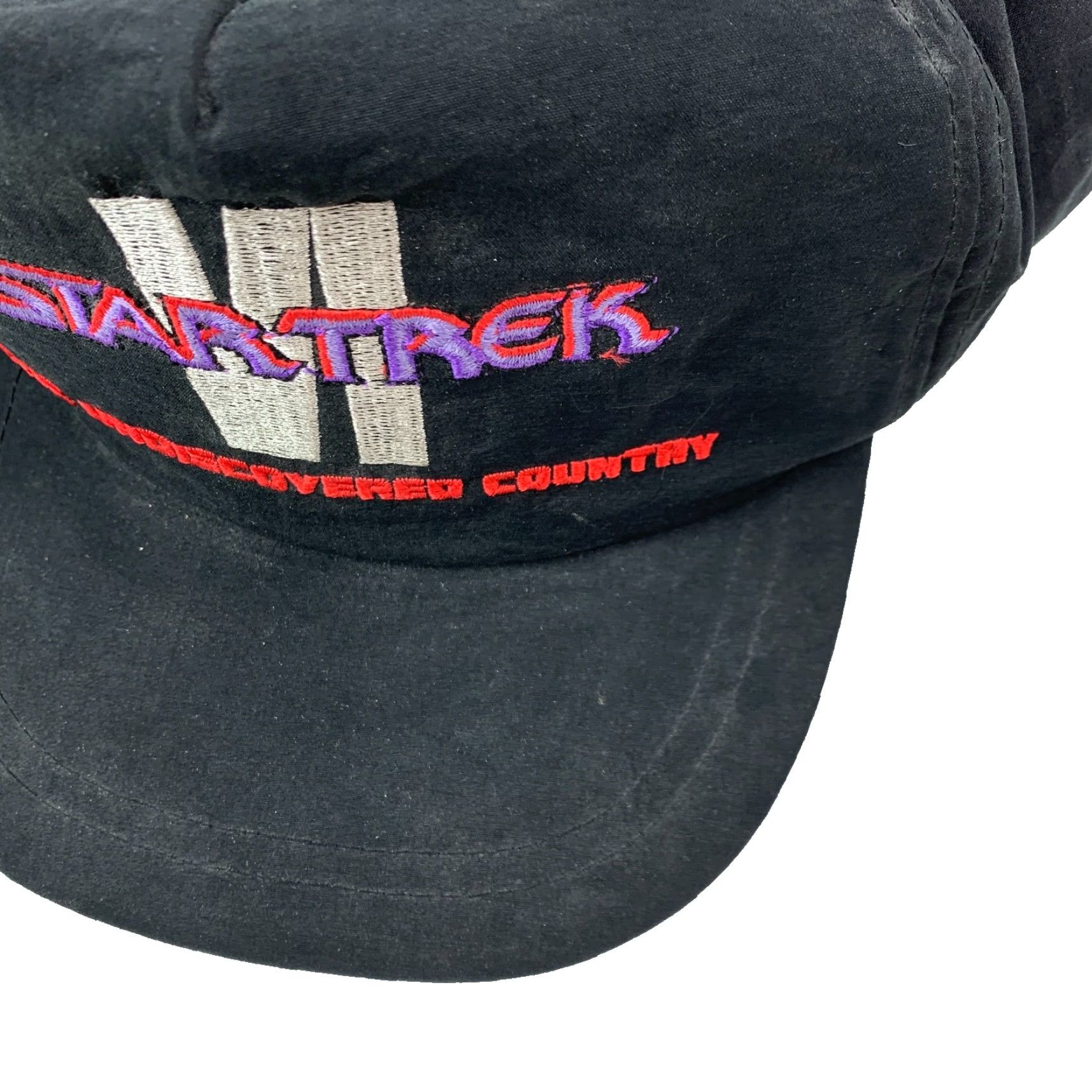 Vintage VINTAGE Star Trek VI Undiscovered Country Embroidered Black Strapback Hat Cap Size ONE SIZE - 2 Thumbnail