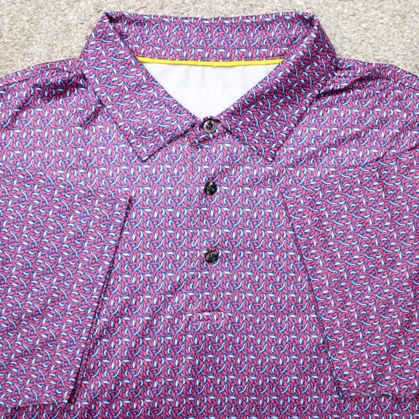 Vintage Maelreg Polo Shirt Mens XL Pink/Blue Geometric Performance Golf Short Sleeve Shirt Size US XL / EU 56 / 4 - 2 Thumbnail