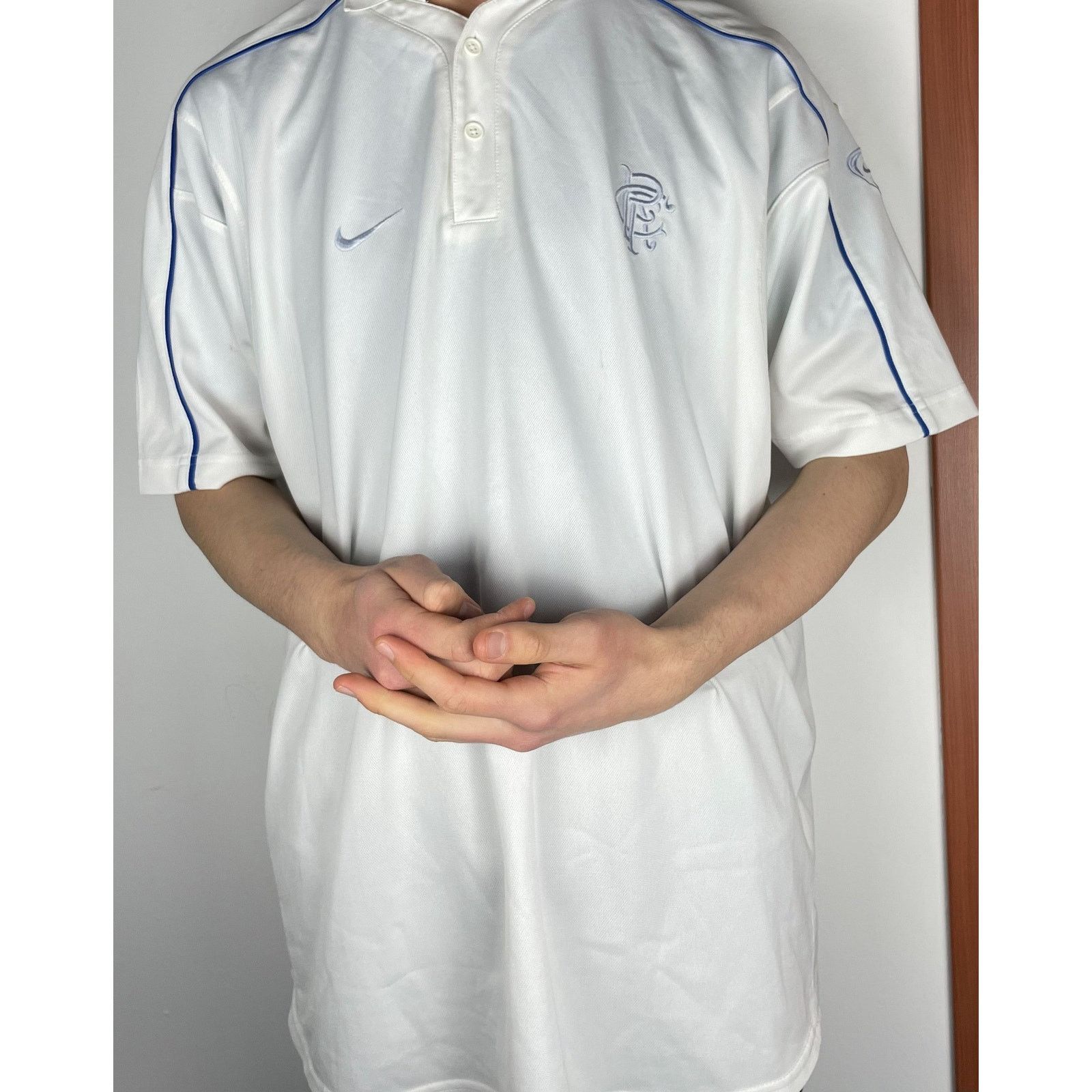 Nike × Vintage Nike Team Men's White Swoosh Glasgow Rangers Jersey 2XL Size US XXL / EU 58 / 5 - 2 Thumbnail