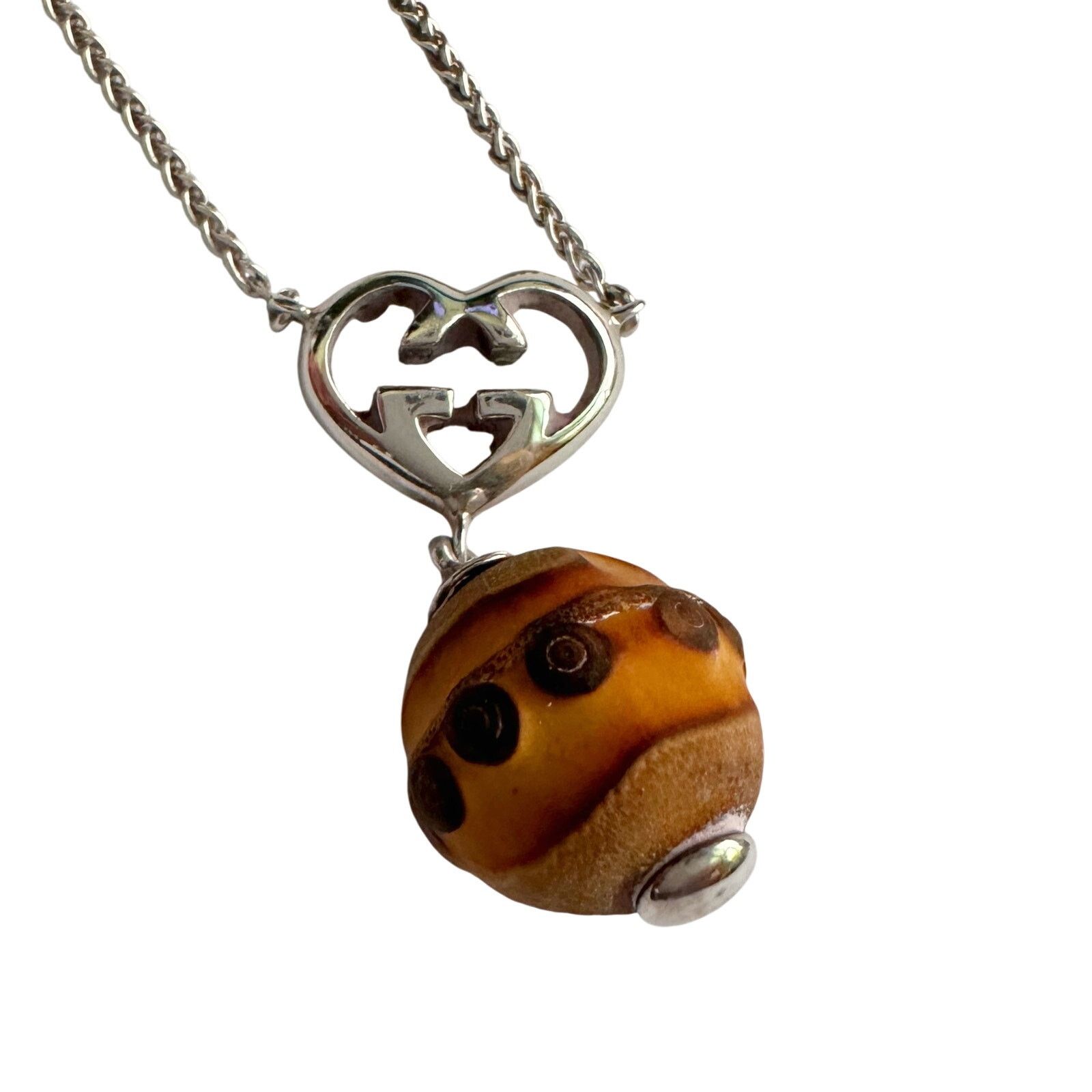 Gucci Gucci Silver G Interlocking Heart Bamboo Necklace Size ONE SIZE - 6 Thumbnail