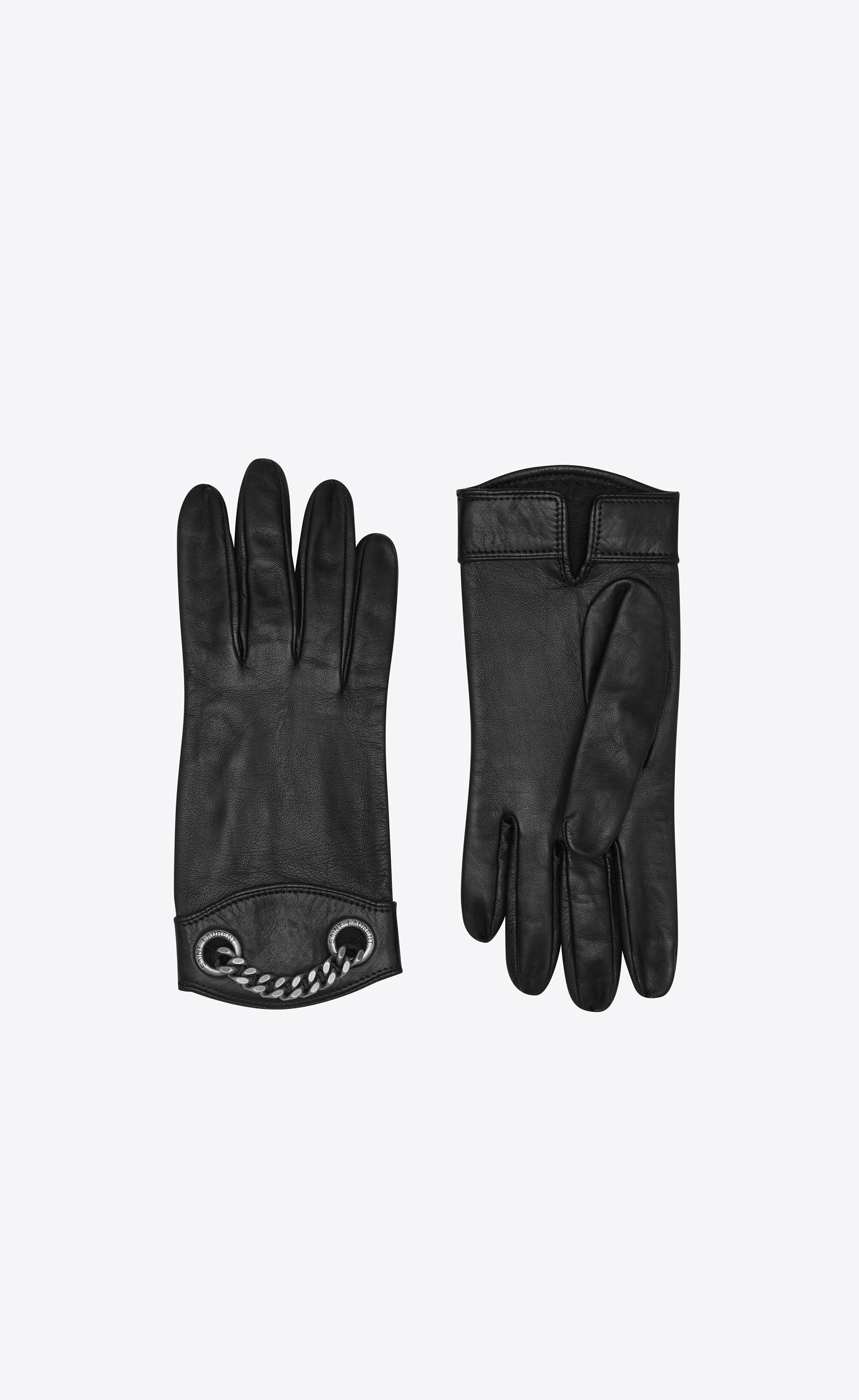 Saint Laurent Paris o1s1wg110125 Size: 7.5 / 676909 Gloves Leather Metal Black Size ONE SIZE - 1 Preview