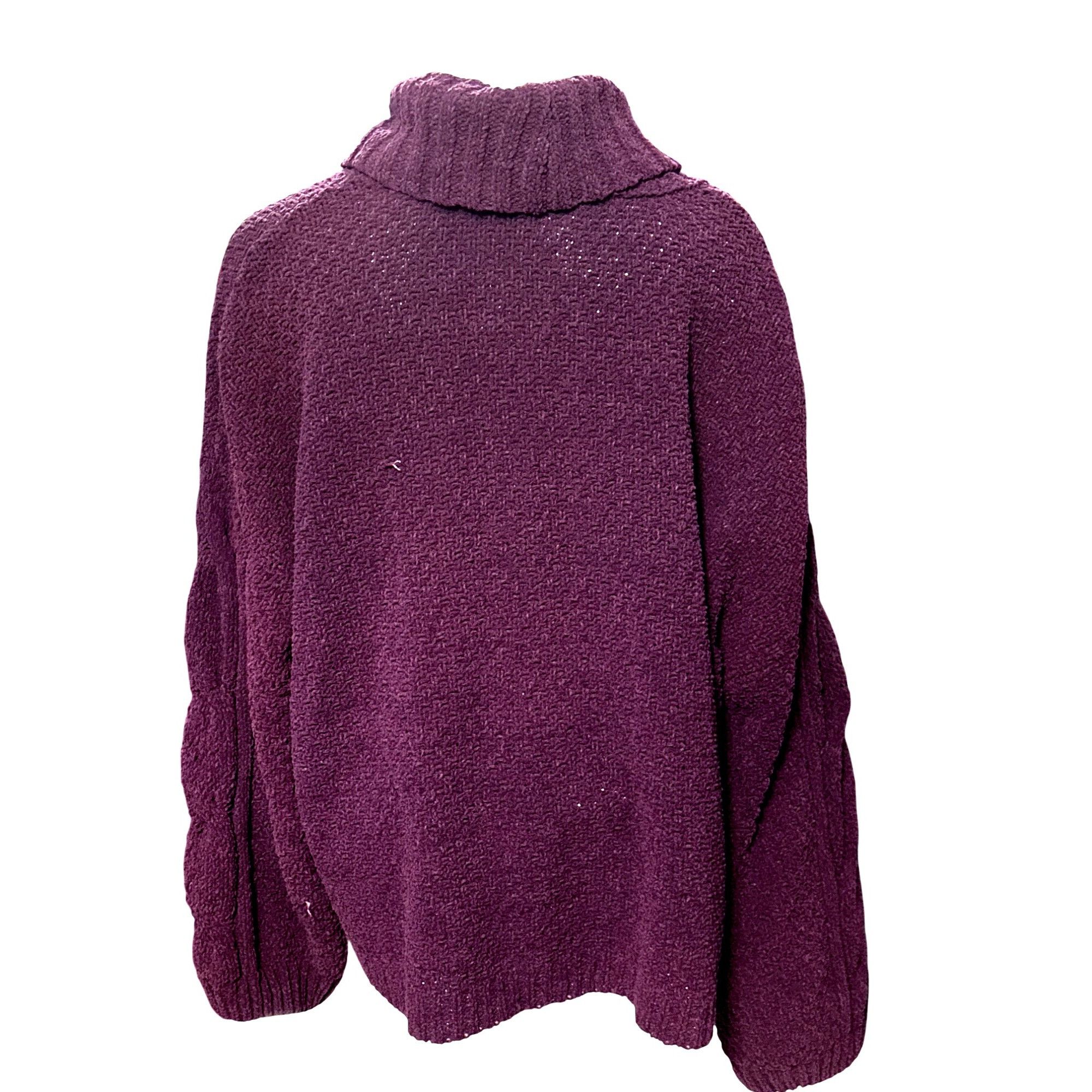 Seven 7 Seven7 Cable Knit Purple Cowl Neck Sweater Cozy Premium Qual Size XXL / US 16-18 / IT 52-54 - 3 Thumbnail