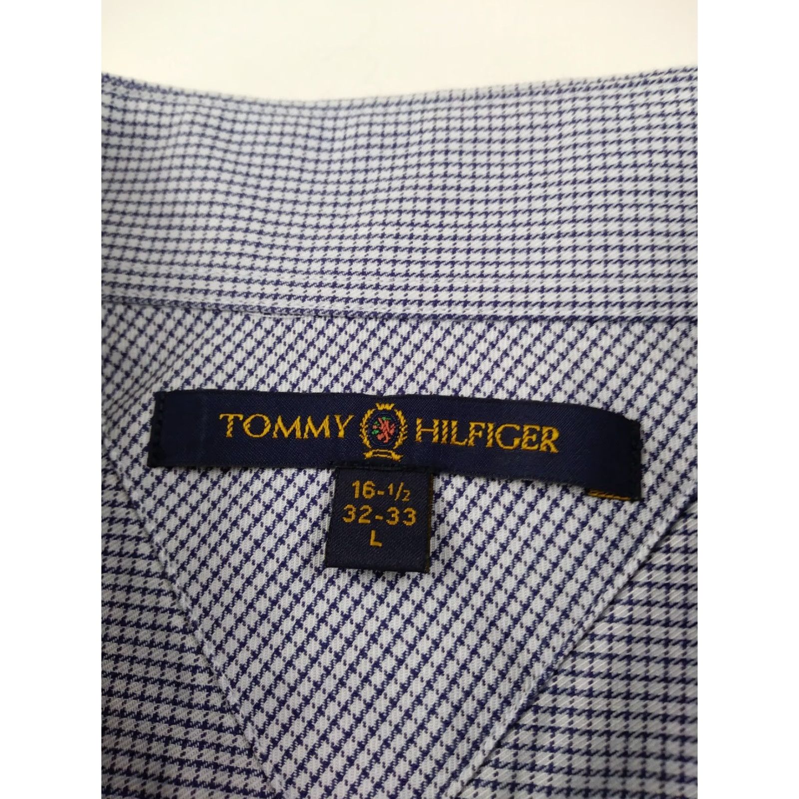 Tommy Hilfiger Tommy Hilfiger Mens Button-Front Shirt Blue Check Long Sleeve 100% Cotton Regular L Size: 16.5 32/33 (Men) Size US L / EU 52-54 / 3 - 5 Thumbnail