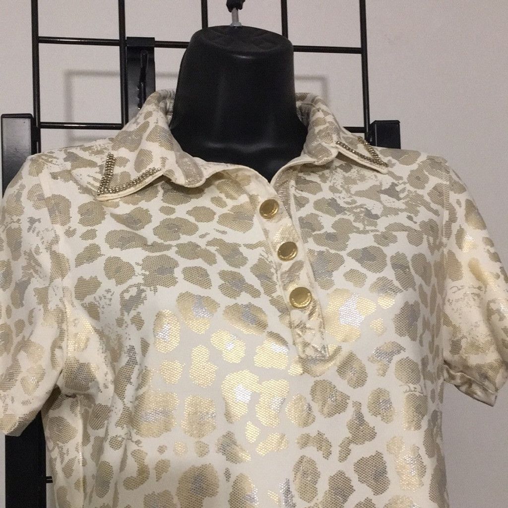 Other Pit Bull Jeans Gold Leopard Face Polo: Size L Size L / US 10 / IT 46 - 7 Thumbnail