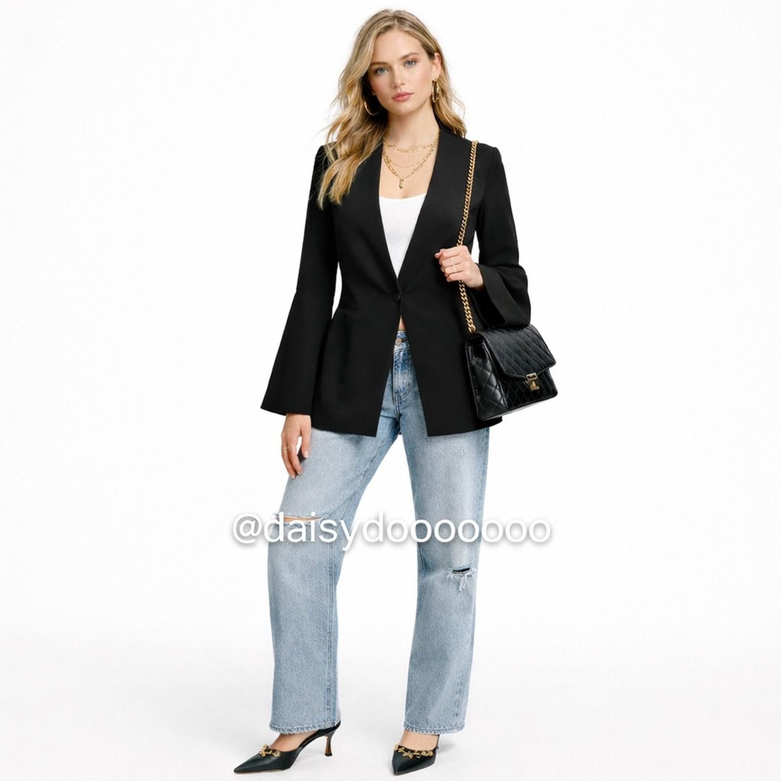 Other Who What Wear Medium Black Blazer NWOT Bell Sleeve Jacket Size M / US 6-8 / IT 42-44 - 1 Thumbnail