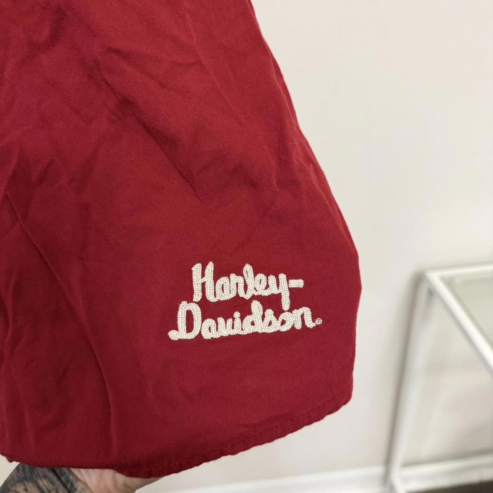 Harley Davidson Burgundy Vintage Biker Harley Davidson Embroidered Birds Size US L / EU 52-54 / 3 - 3 Thumbnail
