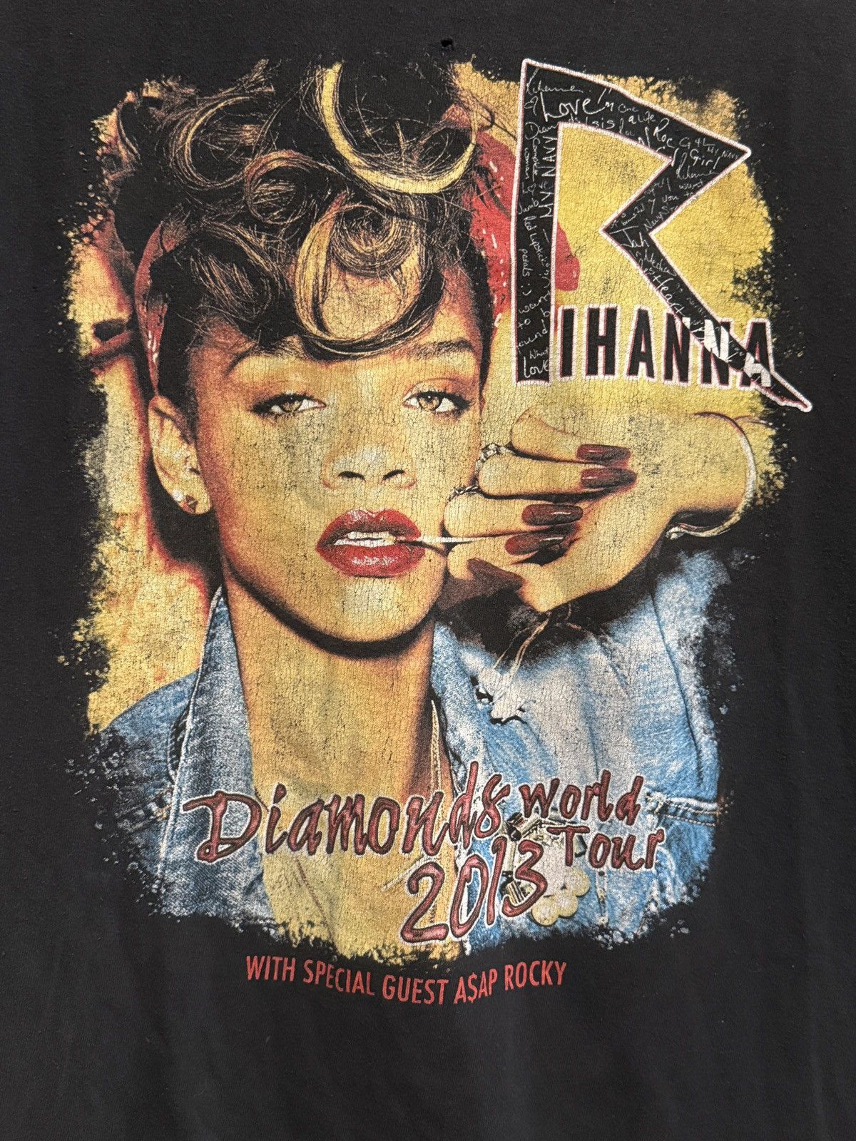 Rap Tees Vintage 2013 Rihanna ft A$AP Rocky Diamonds World Tour Tee Size US L / EU 52-54 / 3 - 3 Thumbnail