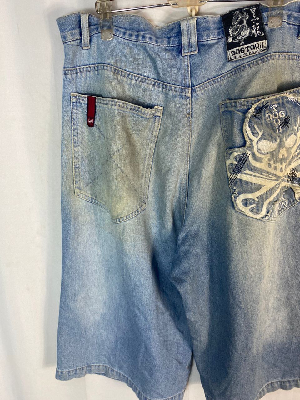 Dogtown Dogtown black dragon distressed denim jeans short pants Size US 35 - 18 Thumbnail