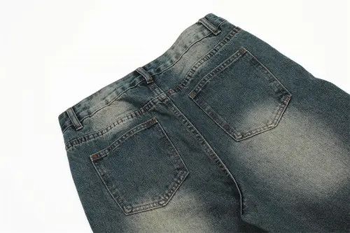VIBE Men's loose trendy patchwork jeans with metal buttons Size US 34 / EU 50 - 5 Thumbnail