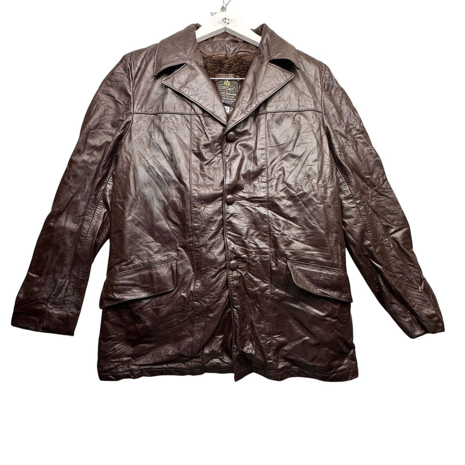 Cooper Vintage Cooper Genuine Leather Coat Mens 40 Medium Faux Fur Size US M / EU 48-50 / 2 - 1 Thumbnail