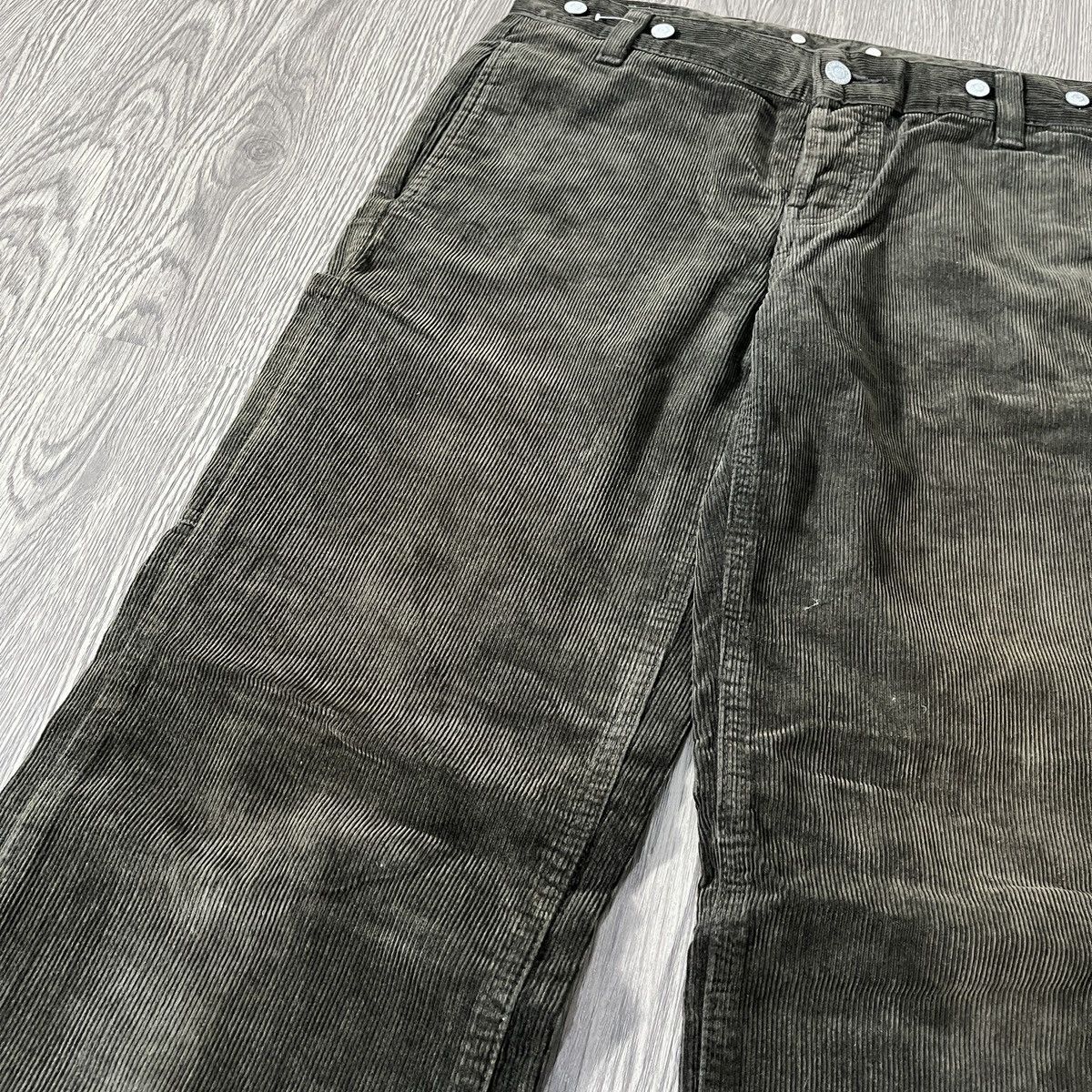 Margaret Howell Edwin x Margaret Howell Green Carduroy Pant Buckel Back Lgb Size US 29 - 8 Thumbnail