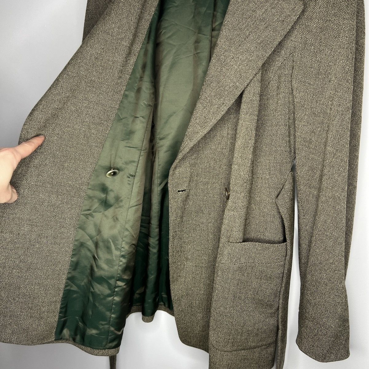 Designer × Jil Sander Vintage Jil Sander Coat Jacket Wool Cashmere 90s Khaki Green Size S / US 4 / IT 40 - 6 Thumbnail