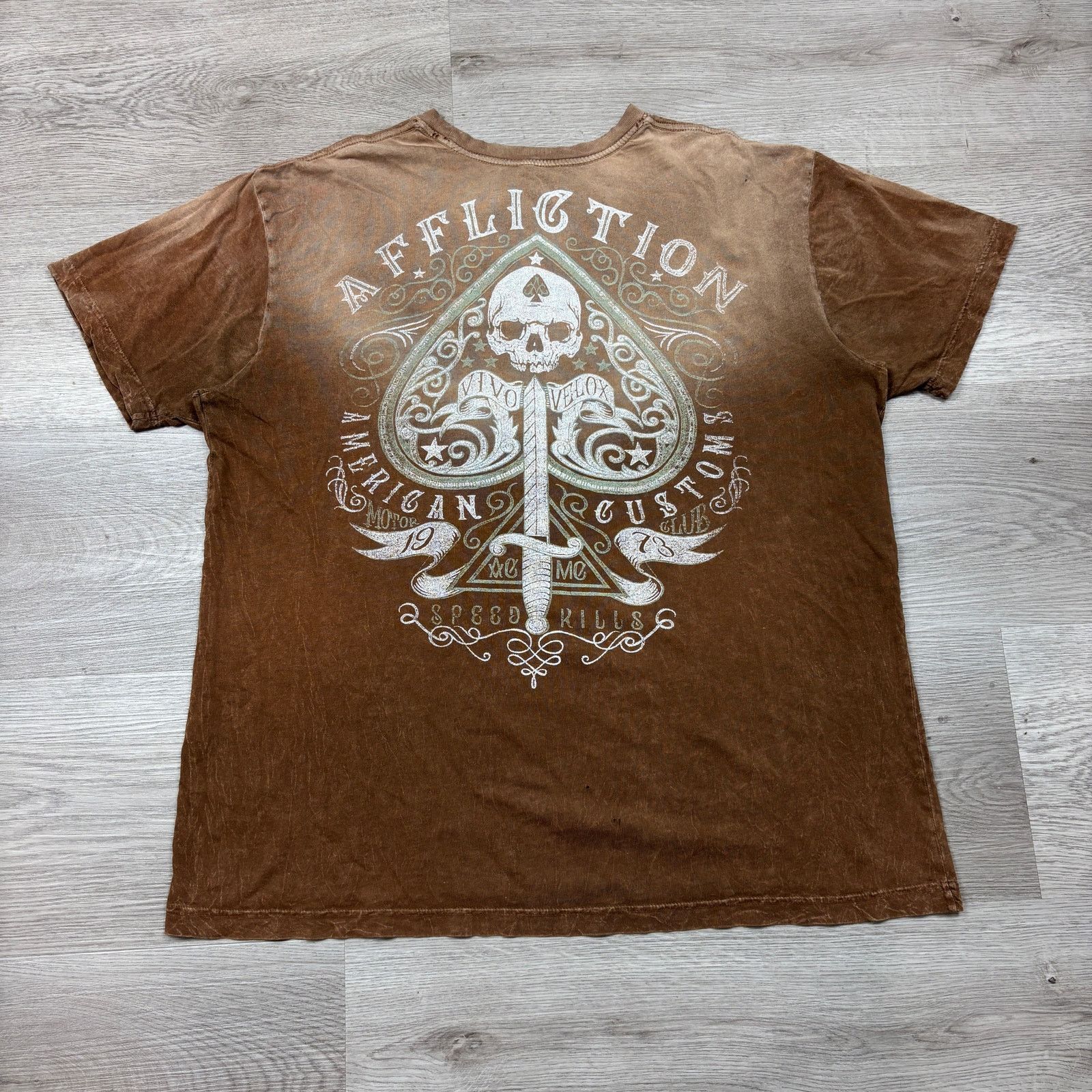 Affliction Affliction Motor Spirit Spade Dagger Faded T Shirt Men's 2XL Size US XXL / EU 58 / 5 - 3 Thumbnail