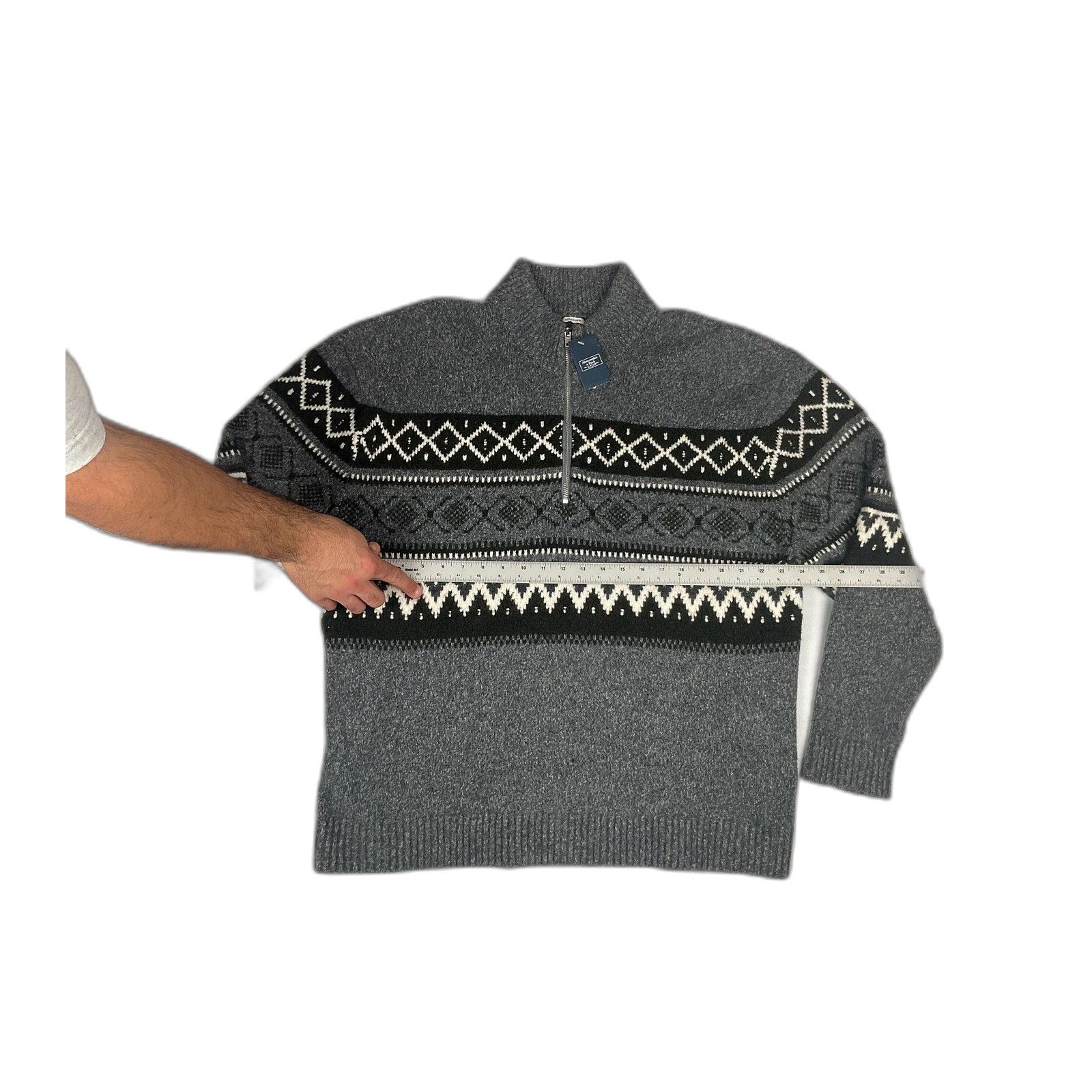 Abercrombie & Fitch Abercrombie & Fitch Mens Fair Isle Quarter Zip Sweater Wool Size US XL / EU 56 / 4 - 1 Thumbnail