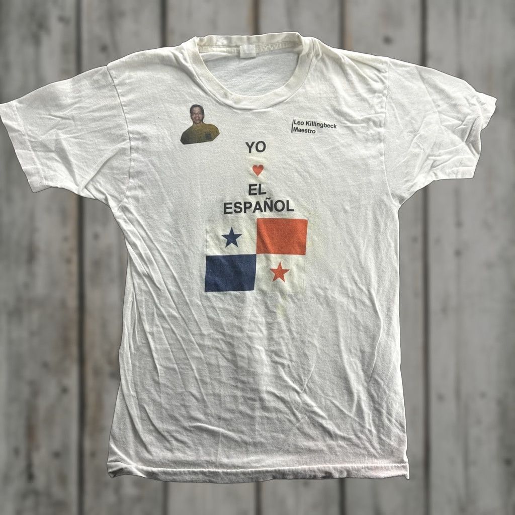 Fruit Of The Loom VINTAGE Fruit of the Loom T-Shirt Men's Large White Panama Flag IES Language 90s Graphic Tee Size US L / EU 52-54 / 3 - 1 Thumbnail