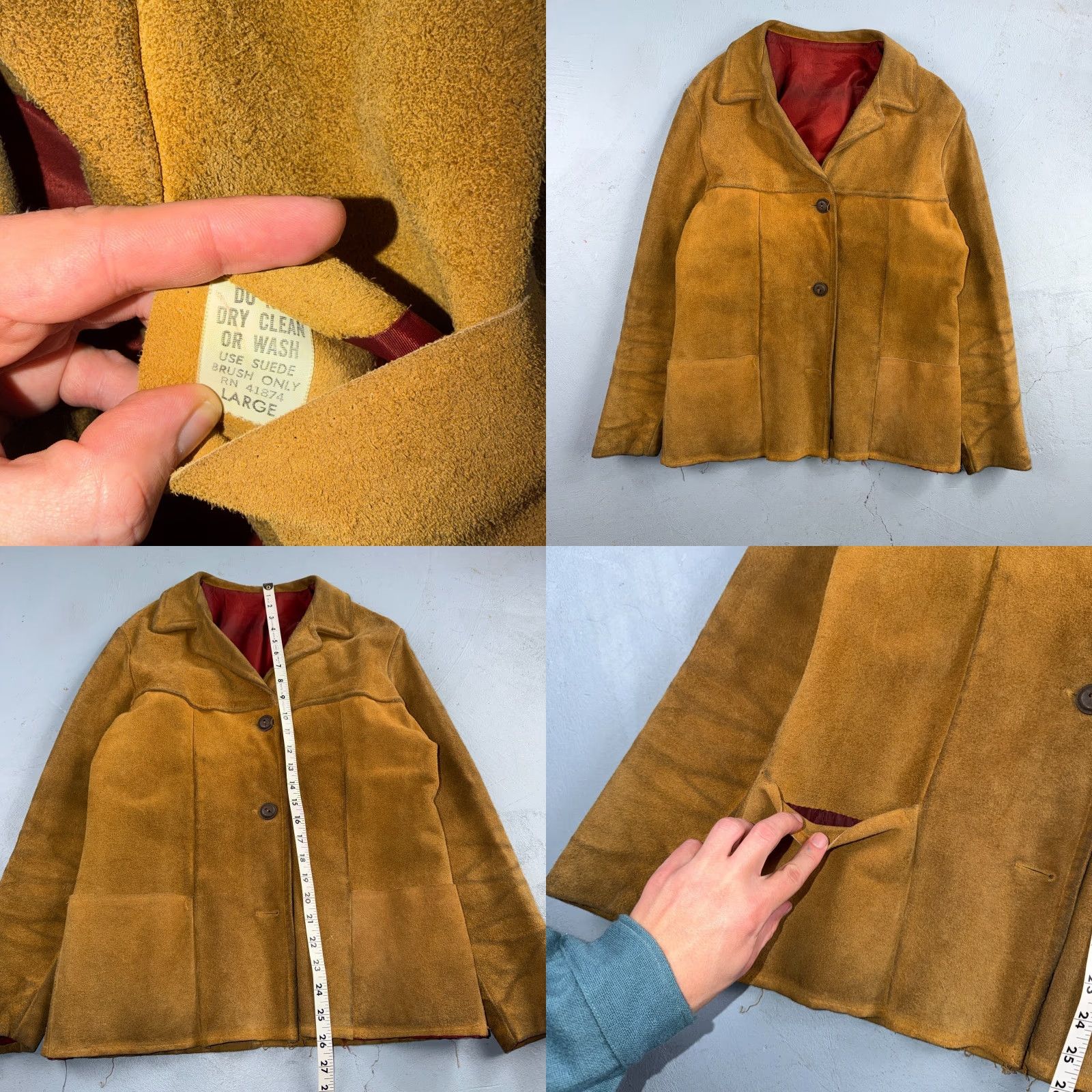 Vintage VINTAGE 1950s Brown Suede Jacket Leather Distressed Rockabilly Ricky Chore Large Mens Size US L / EU 52-54 / 3 - 8 Thumbnail