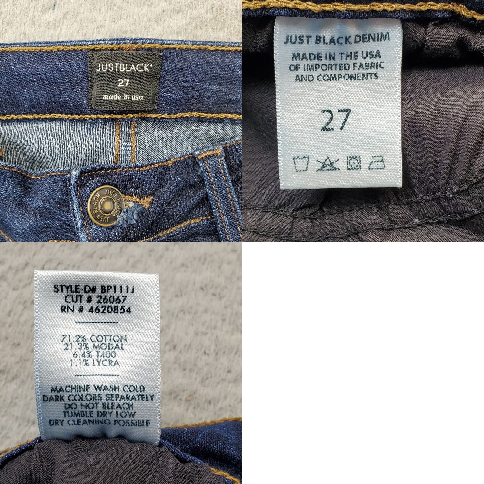 Denime JUST BLACK Jeans Womens Size 27 Blue Denim Cotton Pockets Dark Wash Frayed Hem Jeans 5-Pocket Design Women Size 27 Dark Wash Blue Size 27" / US 4 / IT 40 - 8 Thumbnail