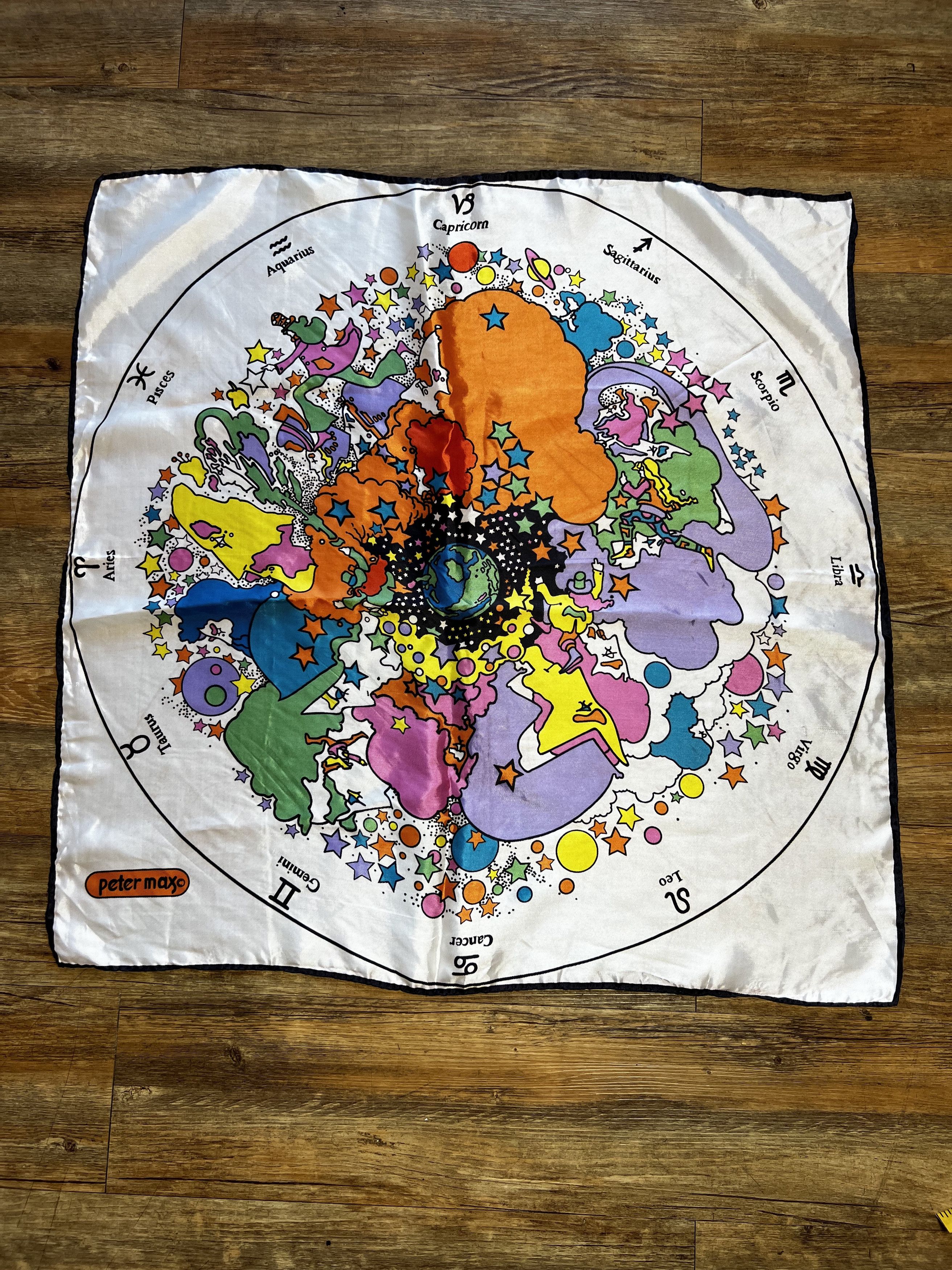 Vintage Vintage 1960's Peter Max Zodiac Pop Art Horoscope Scarf Size ONE SIZE - 1 Thumbnail