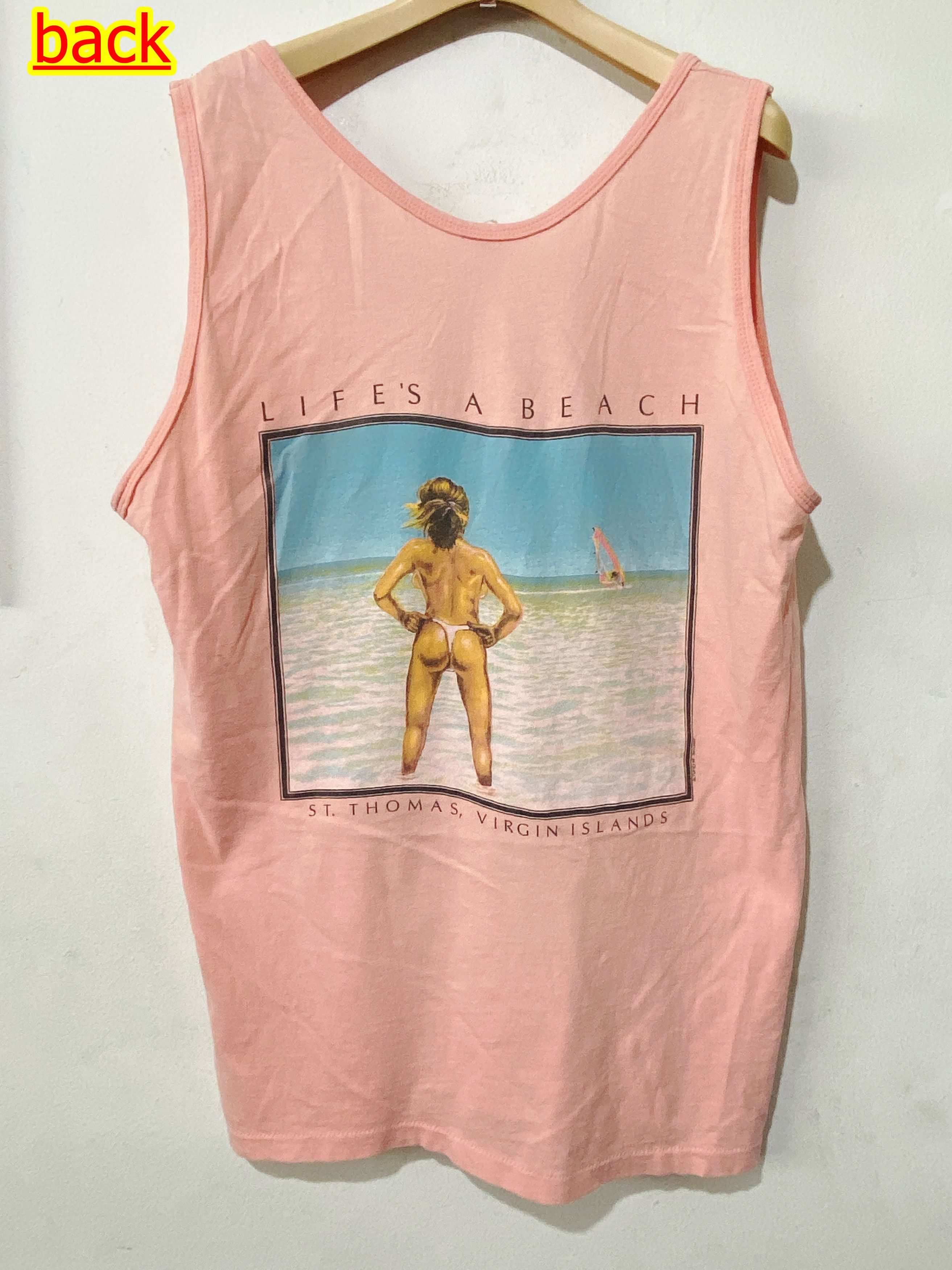 Vintage Vintage 80s Life's A Beach Tank Top Size US L / EU 52-54 / 3 - 1 Thumbnail