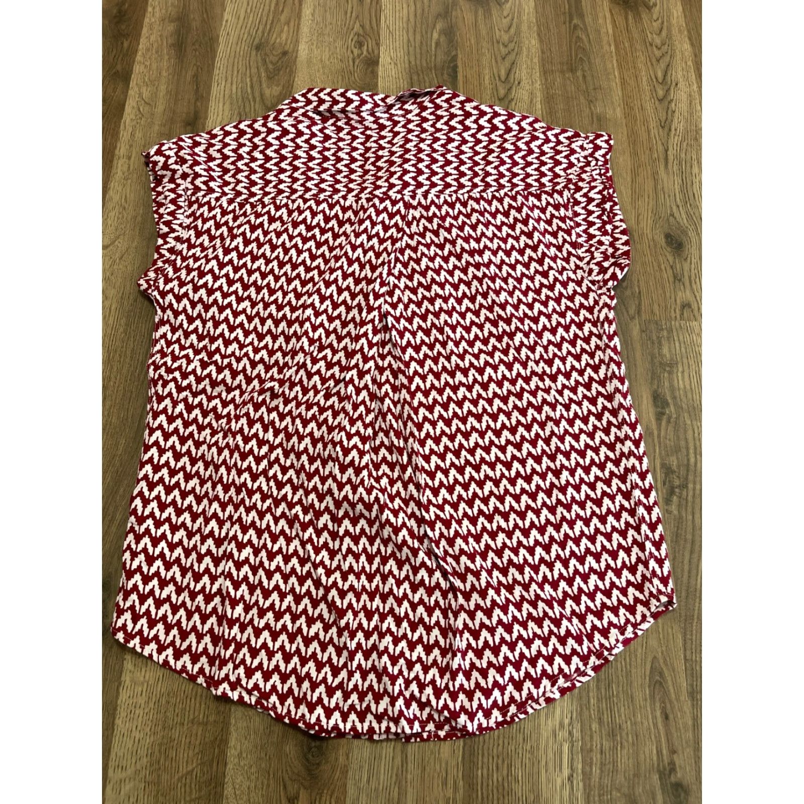Vintage JACHS Shirt Women's Large Red White Button Up Sleeveless Geometric Pattern Vintage No Size L / US 10 / IT 46 - 2 Thumbnail