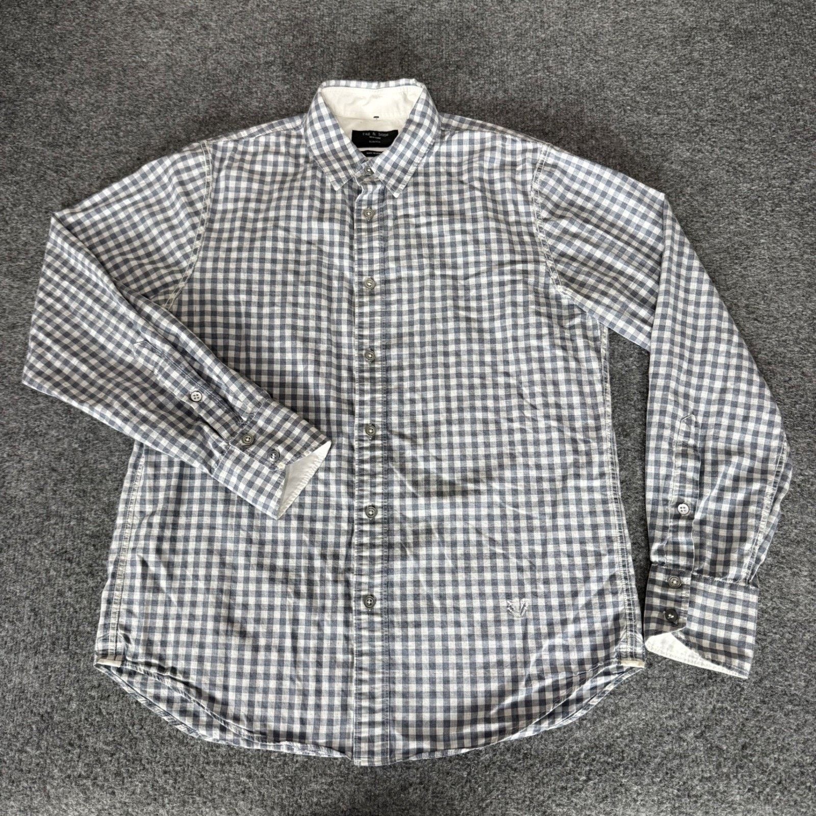 Rag & Bone Rag & Bone Mens Slim Fit Gingham Button Up Shirt Small Blue Size US S / EU 44-46 / 1 - 1 Thumbnail