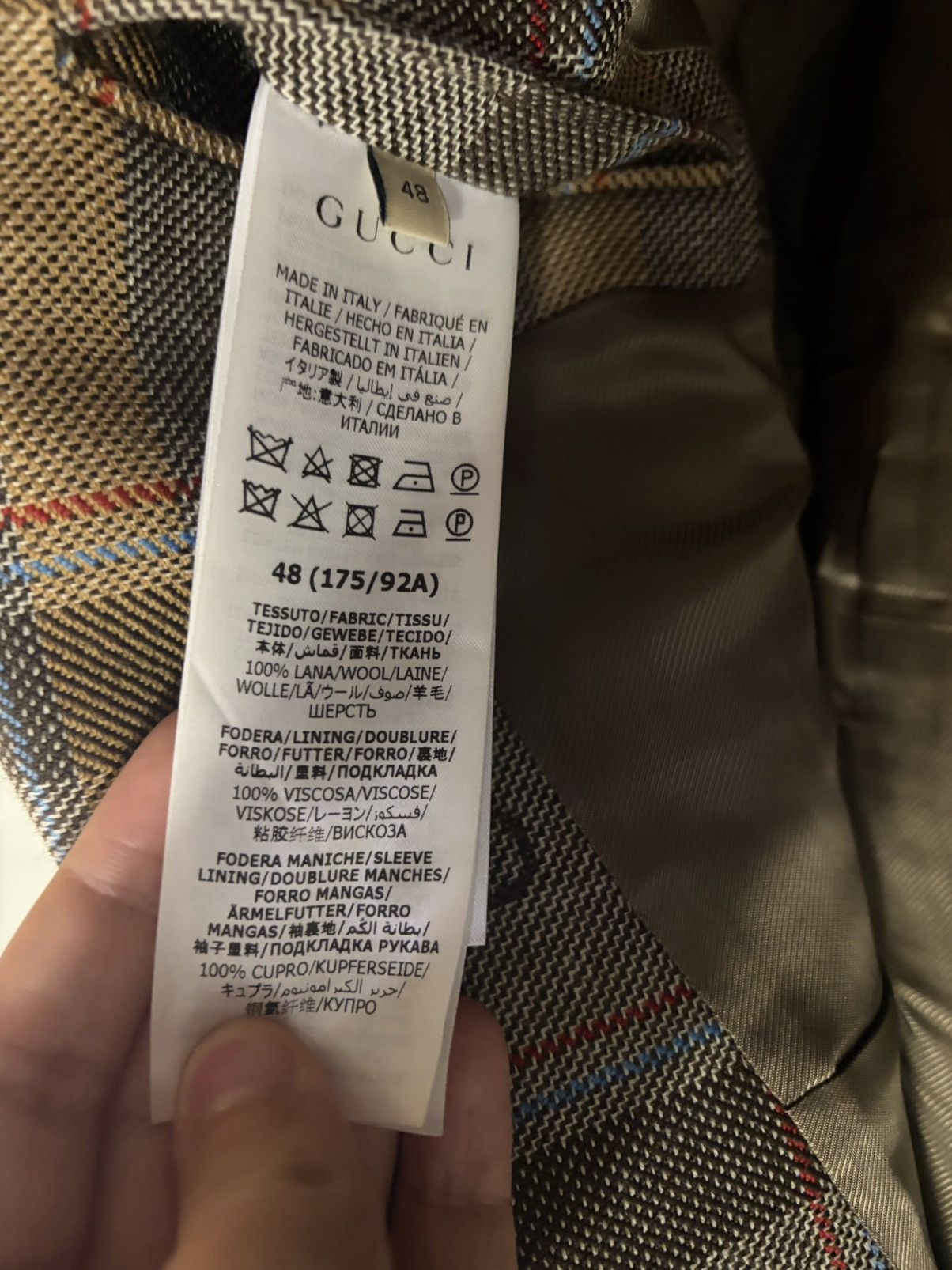 Gucci Gucci GG Plaid Double-Breasted Wool Blazer (Michele Era) Size 38R - 4 Thumbnail