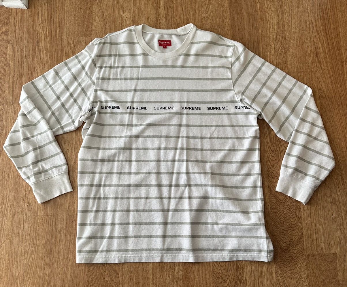 Supreme Supreme Printed Stripe Pique L/S White XL Size US XL / EU 56 / 4 - 1 Thumbnail