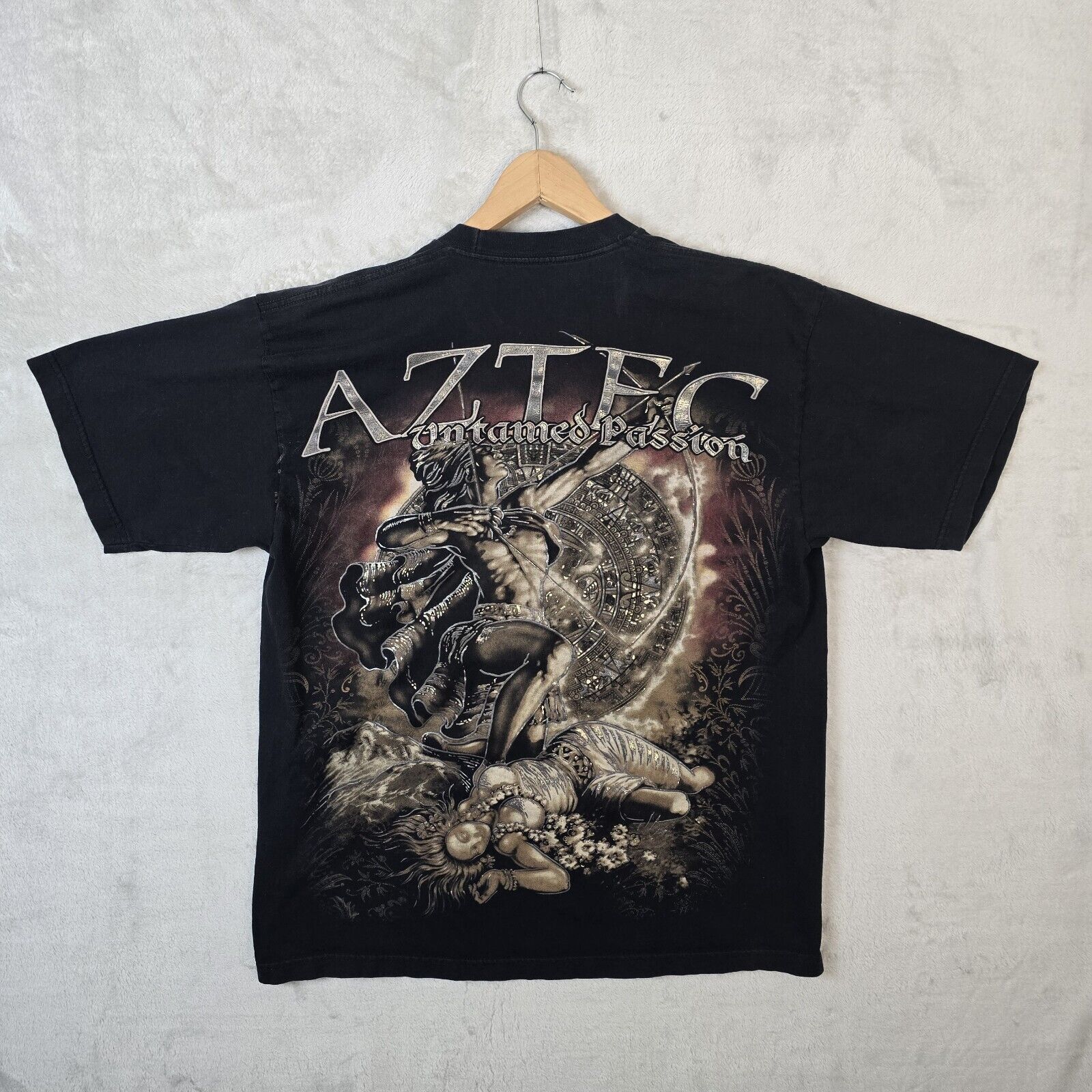 Other Aztec Untamed Passion Black Double Sided T-Shirt XL Y2K vtg Size US XL / EU 56 / 4 - 2 Thumbnail