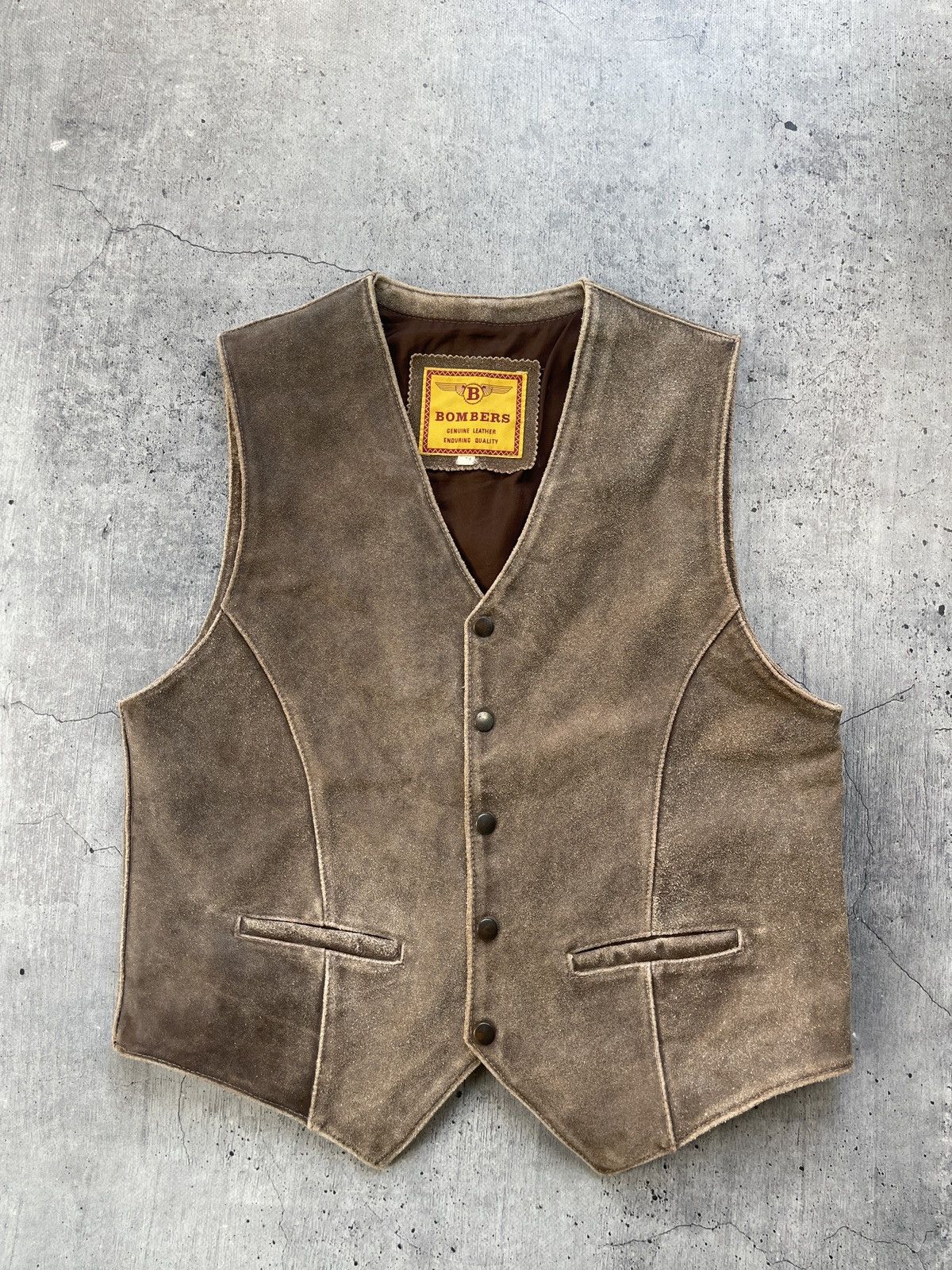 Genuine Leather 1990s Vintage Genuine Leather Waistcoat Vest Size US M / EU 48-50 / 2 - 2 Thumbnail