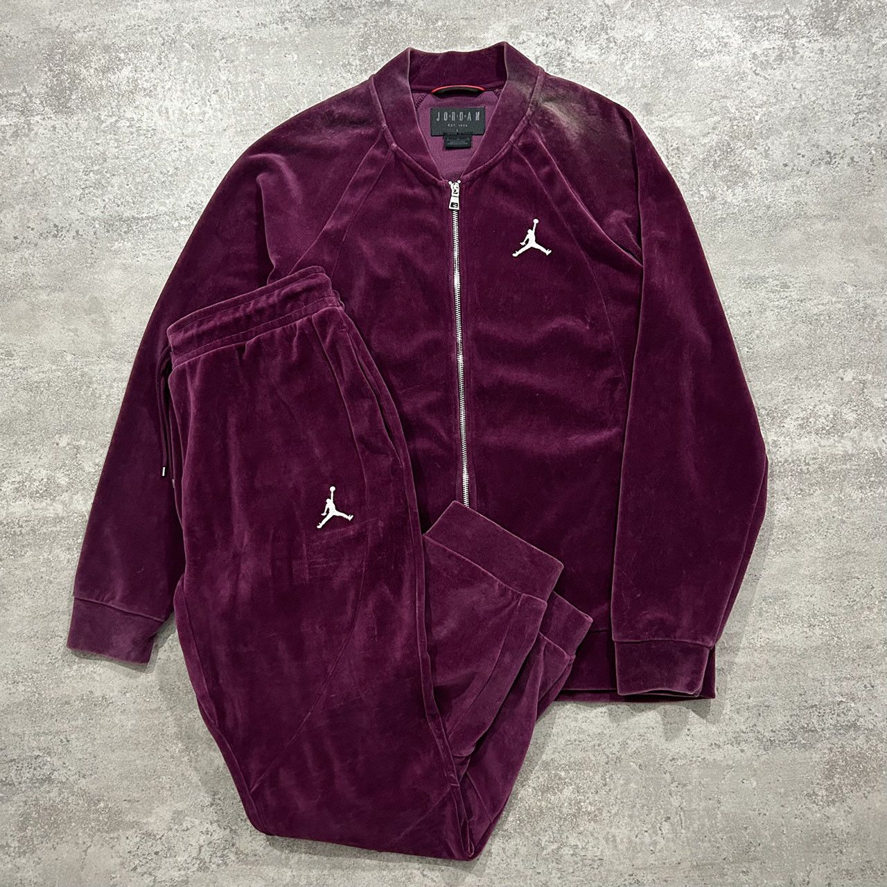 Jordan Brand Nike AIR JORDAN NIKE VELOUR TRACK SUIT JACKET PANTS BURGUNDY Grailed